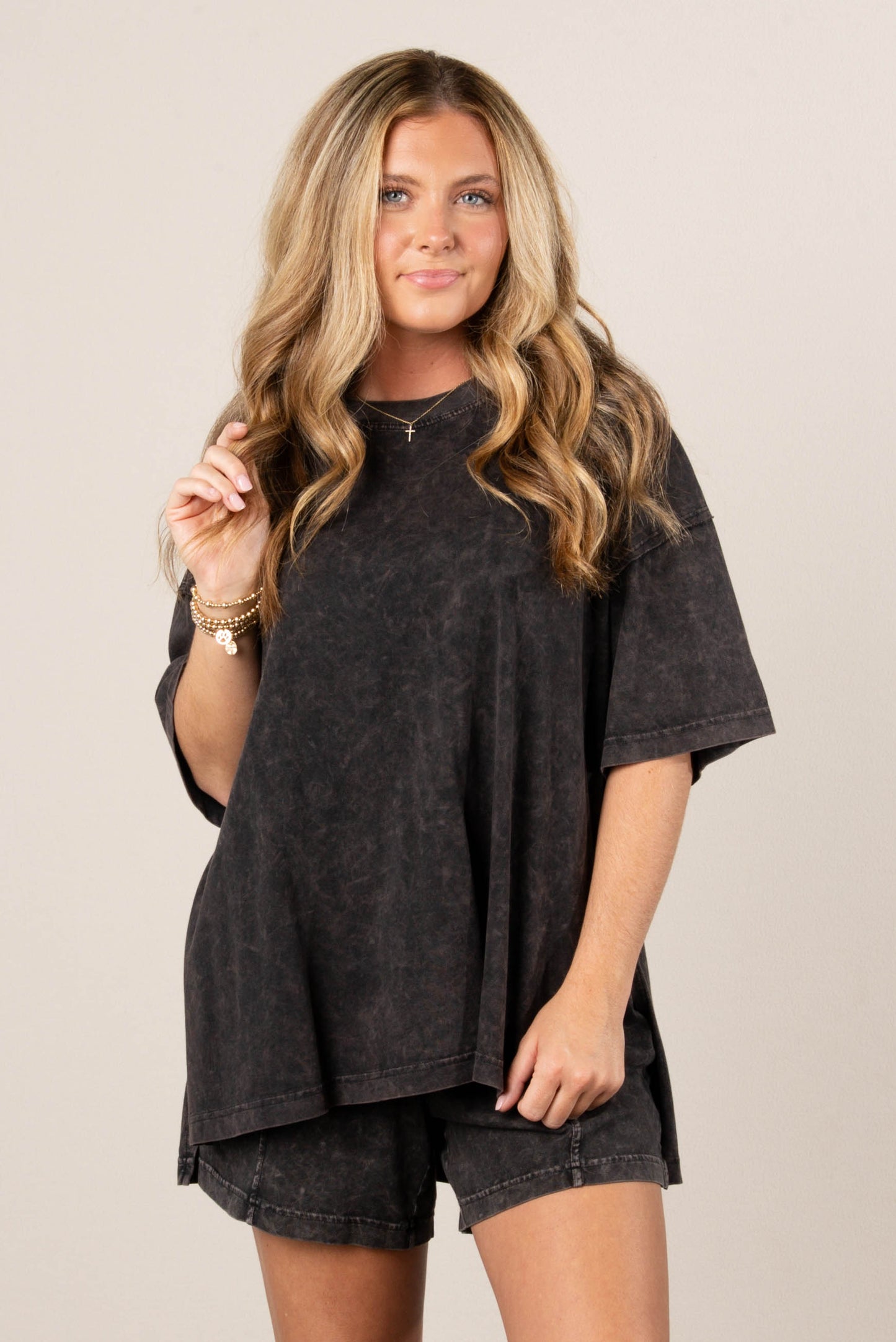 Addy Mae Mineral Washed Tee + Shorts Set