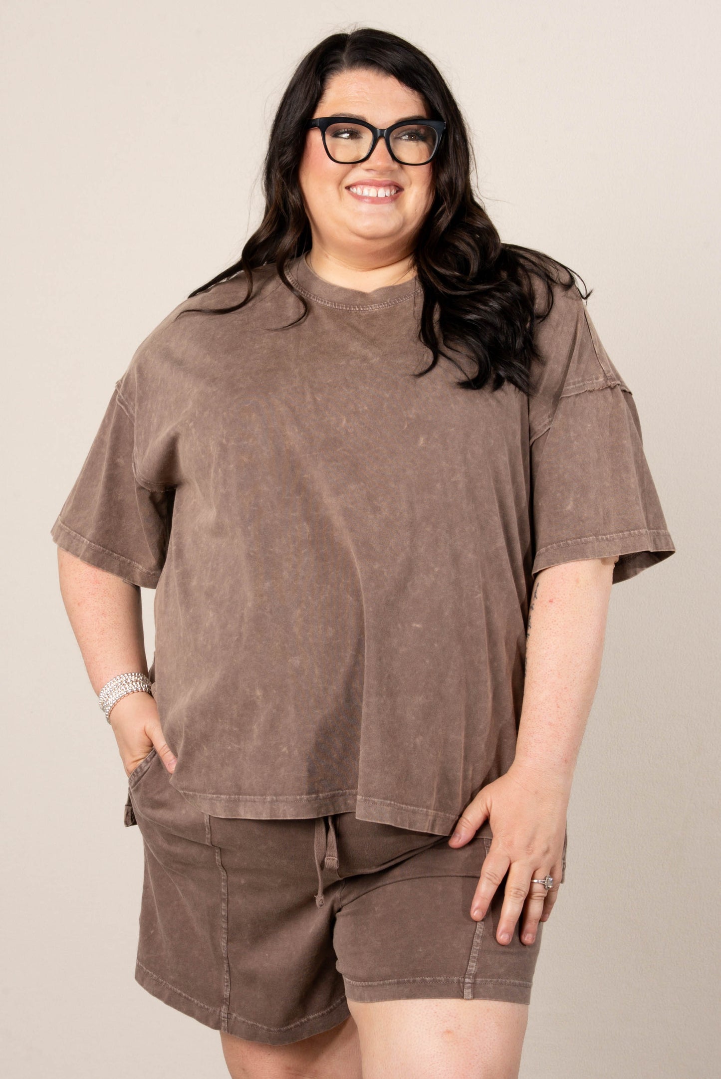 Addy Mae Mineral Washed Tee + Shorts Set