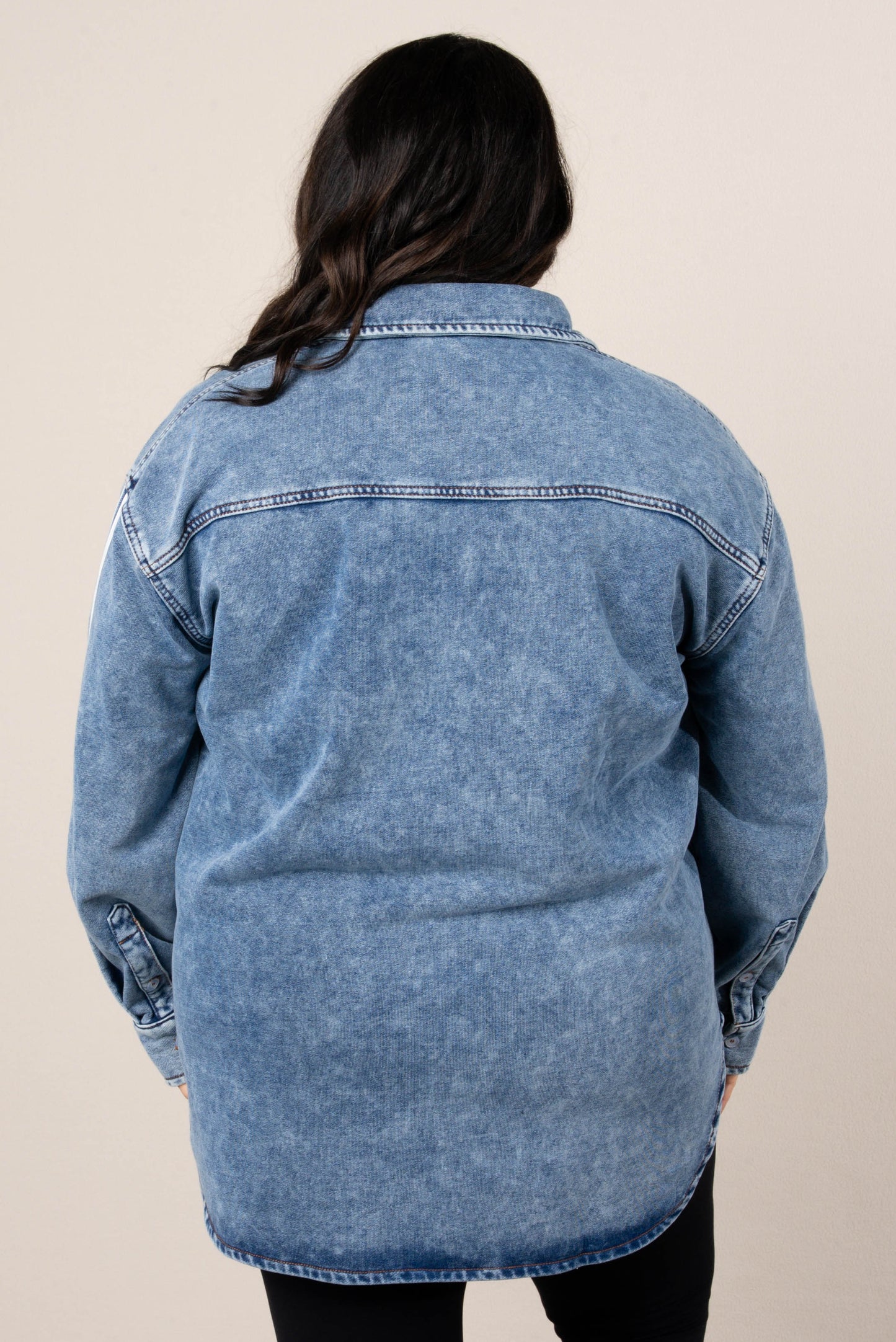 Sammie Striped Sleeve Denim Shirt