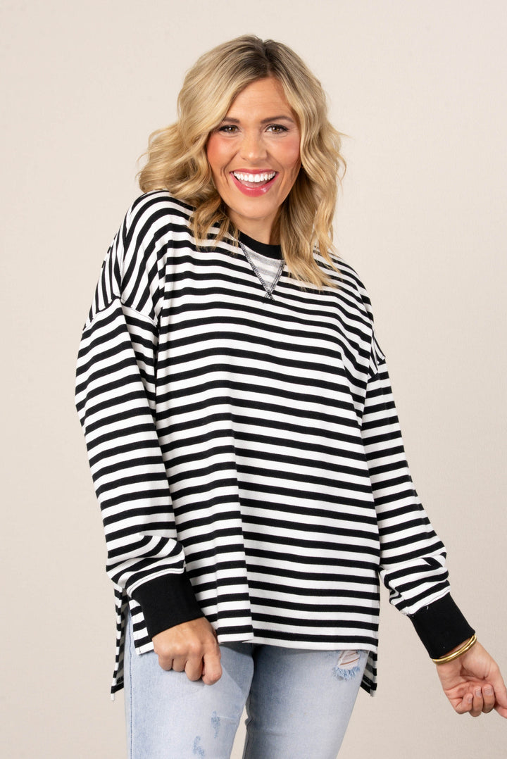 Terri Striped Top Stitch Top