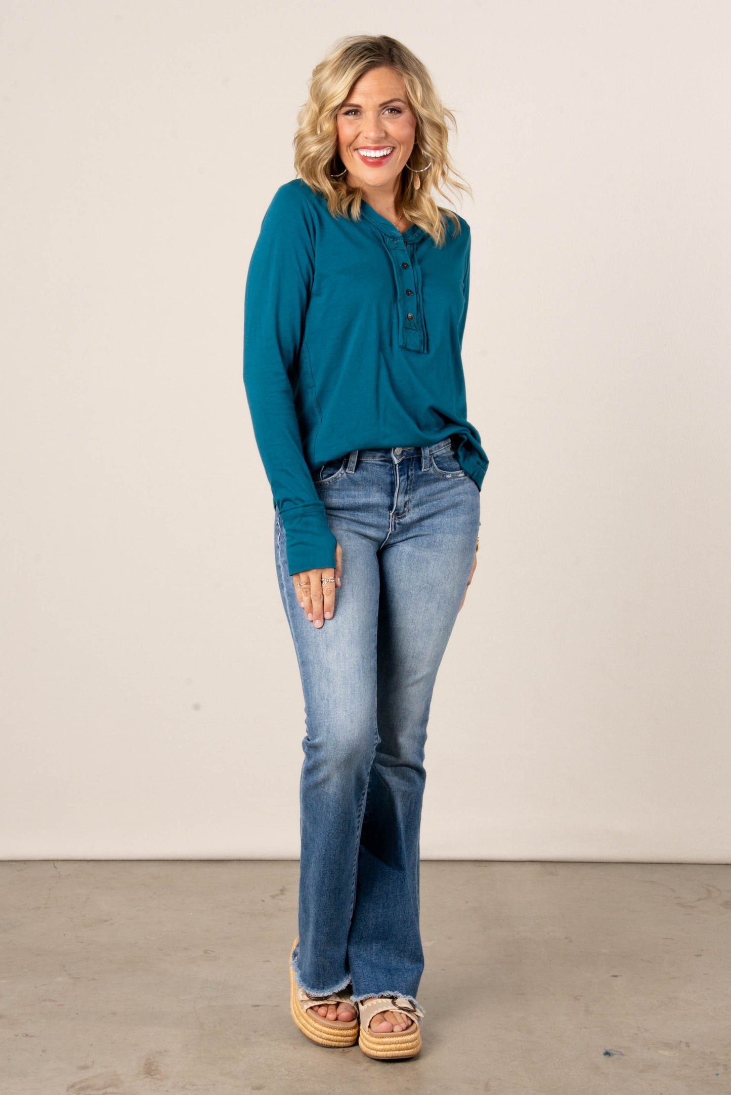 Megan Thumbhole Cuff Henley Top
