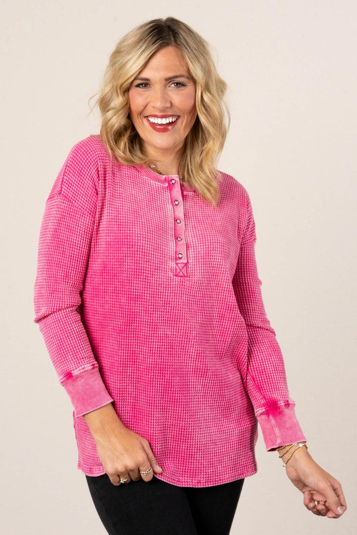 Lonnie Washed Waffle Knit Top