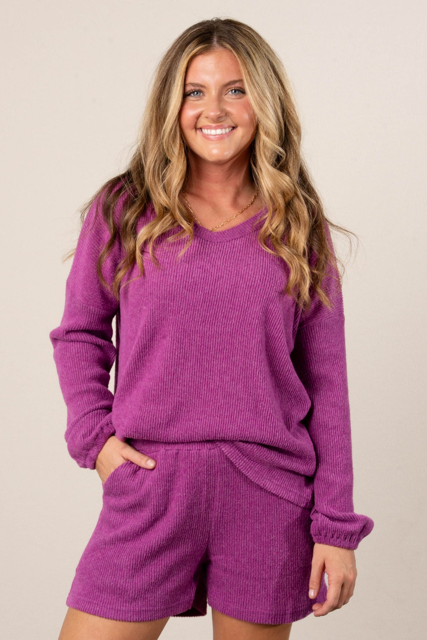 Avery Brushed Top + Shorts Lounge Set