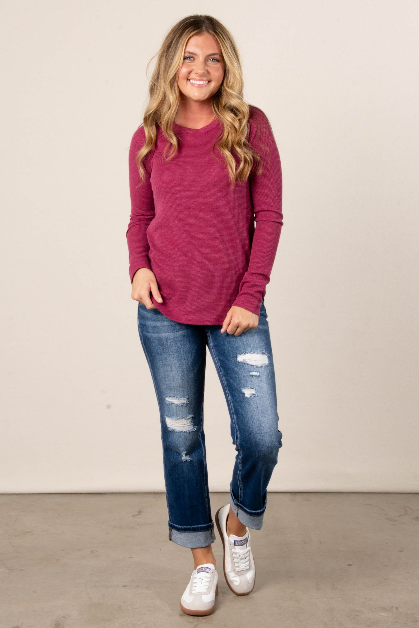 Addison Waffle Knit Raglan Top