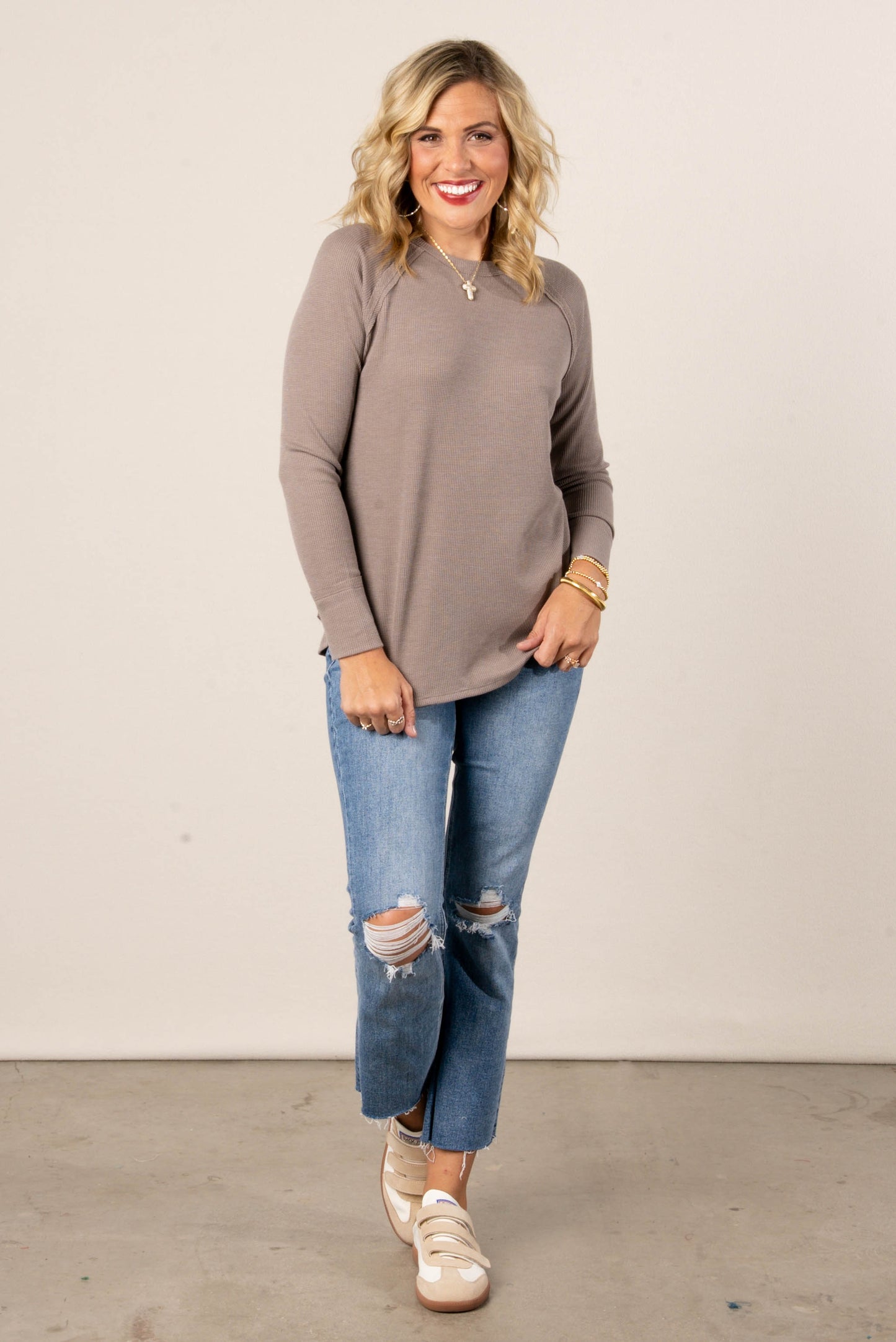 Everly Waffle Knit Raglan Top
