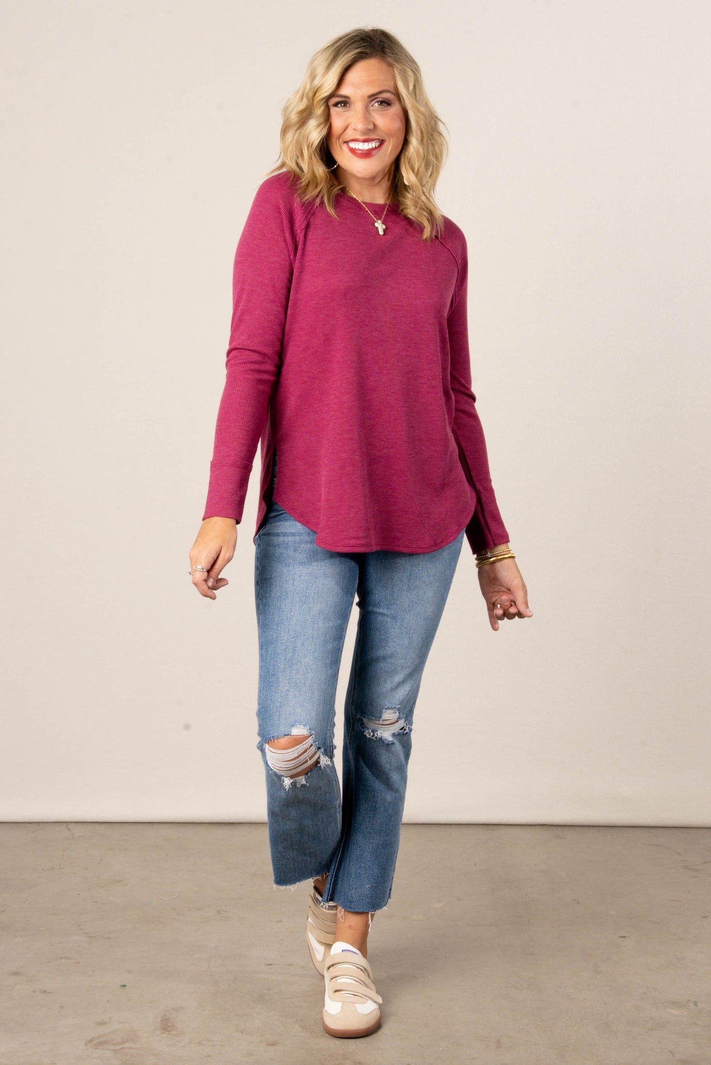 Everly Waffle Knit Raglan Top