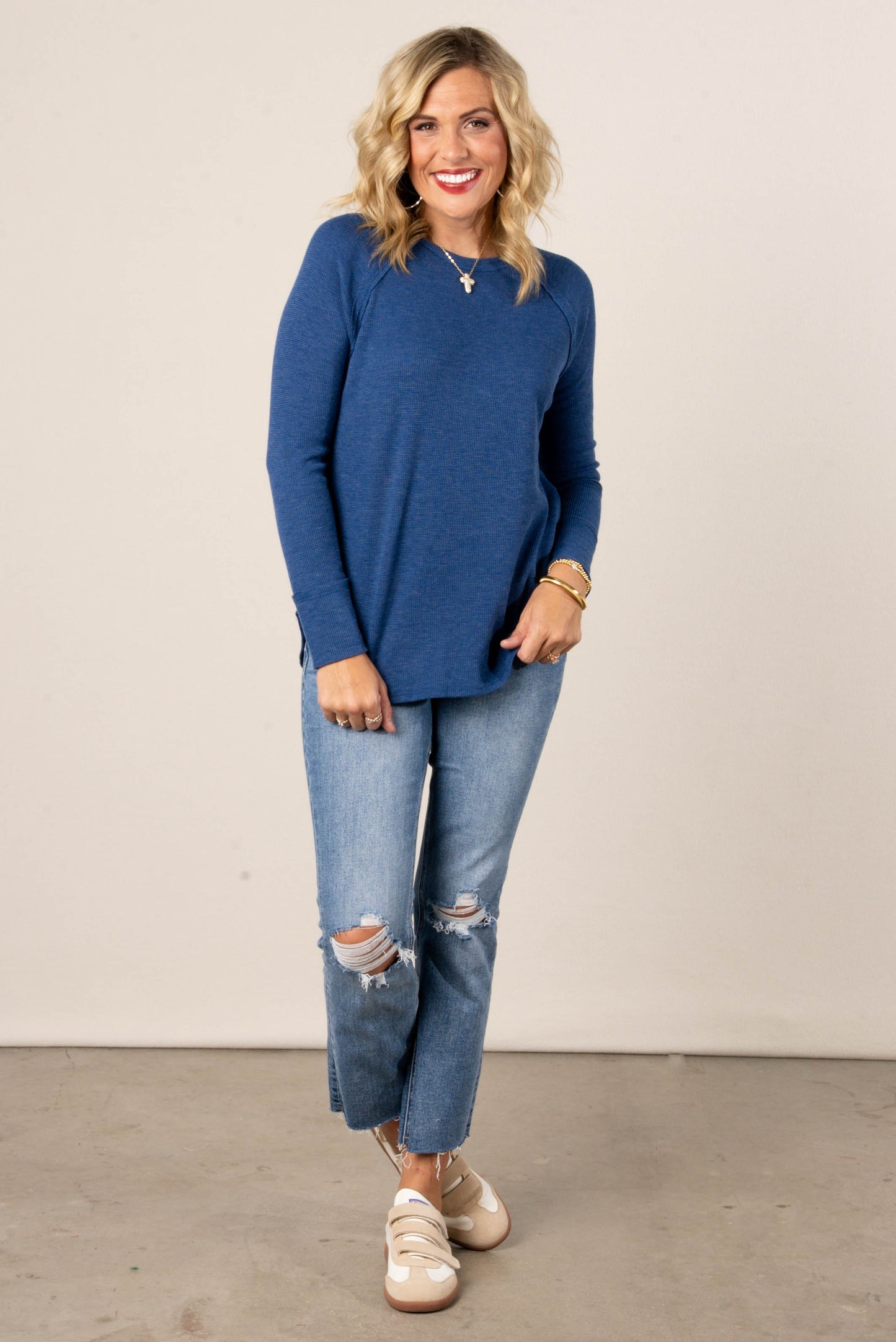 Everly Waffle Knit Raglan Top