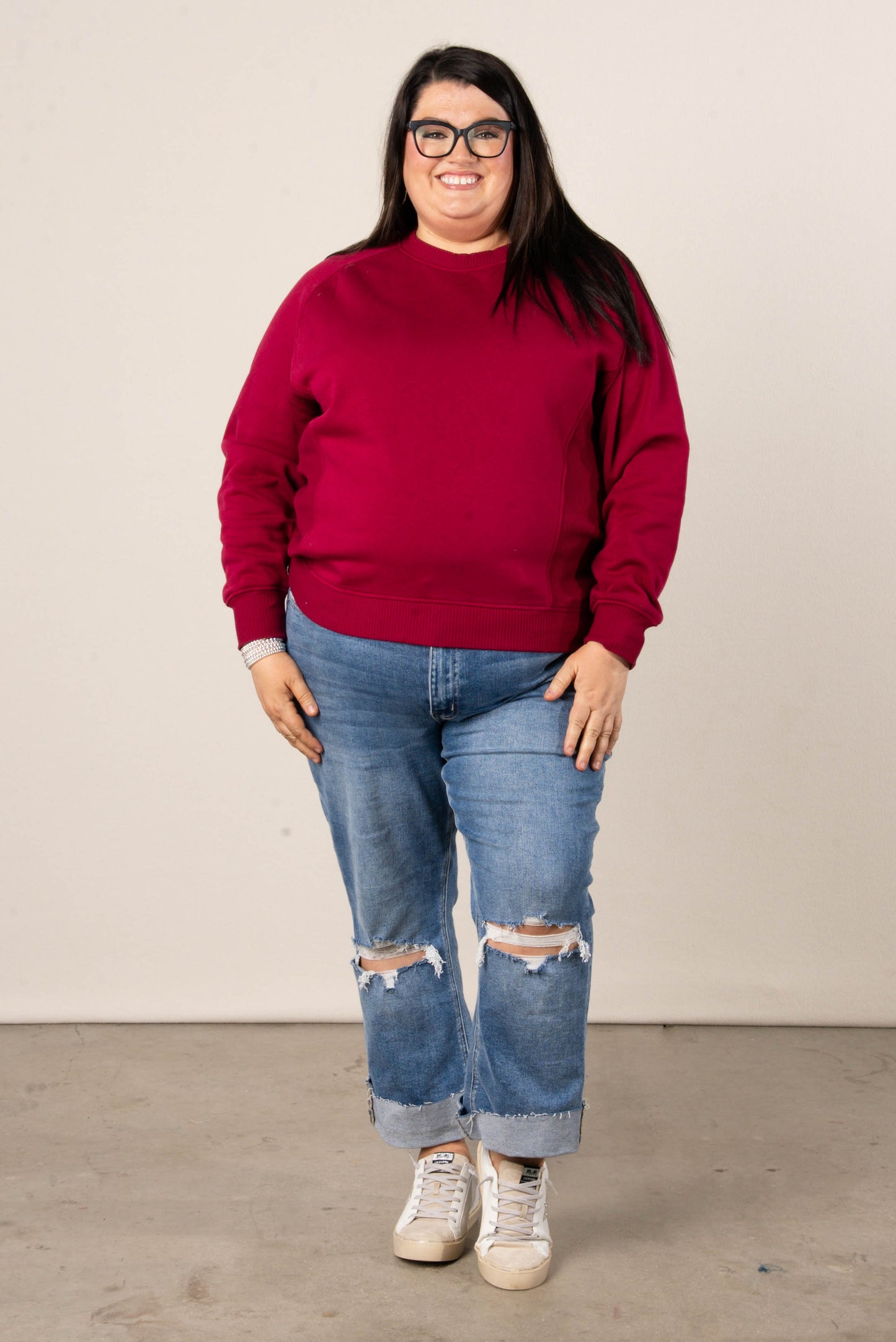 Bella Mixed Knit Raglan Sweatshirt