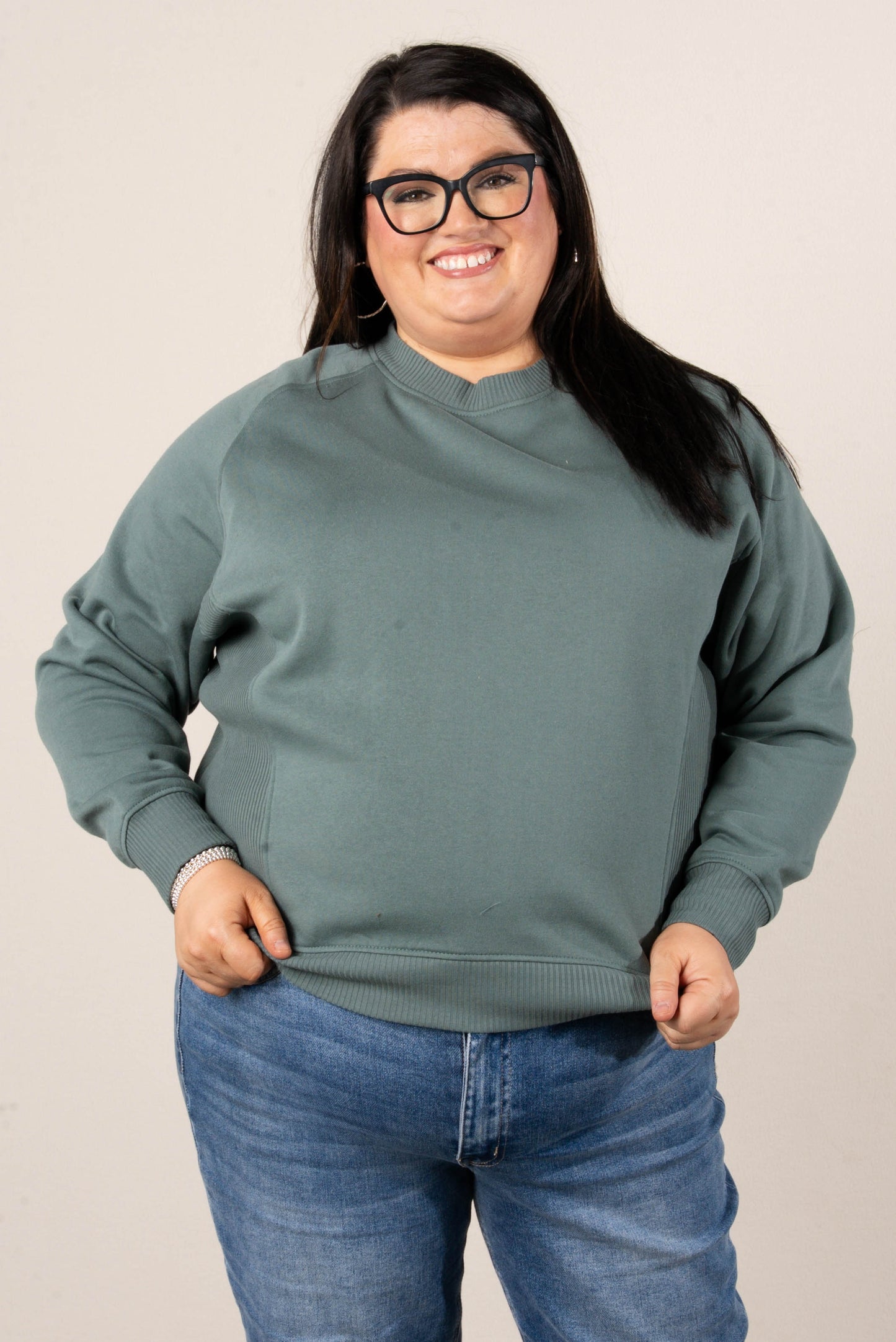 Bella Mixed Knit Raglan Sweatshirt