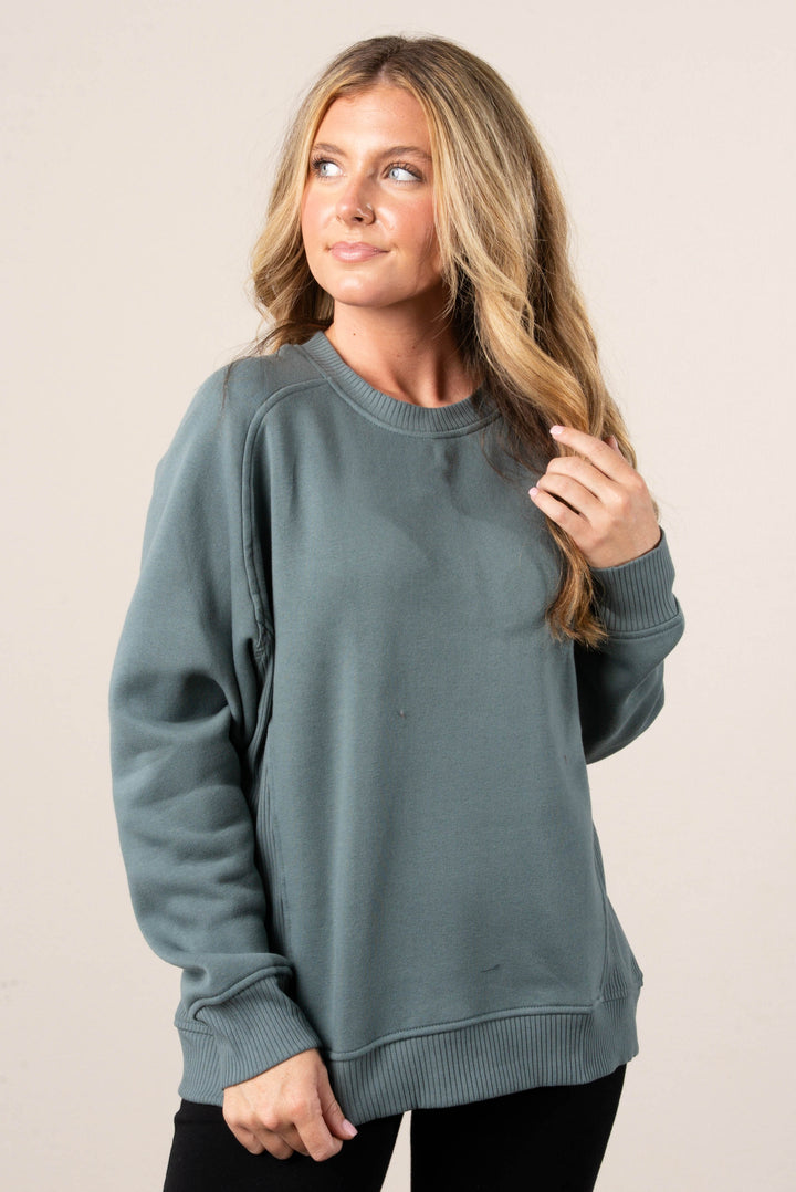 Bella Mixed Knit Raglan Sweatshirt