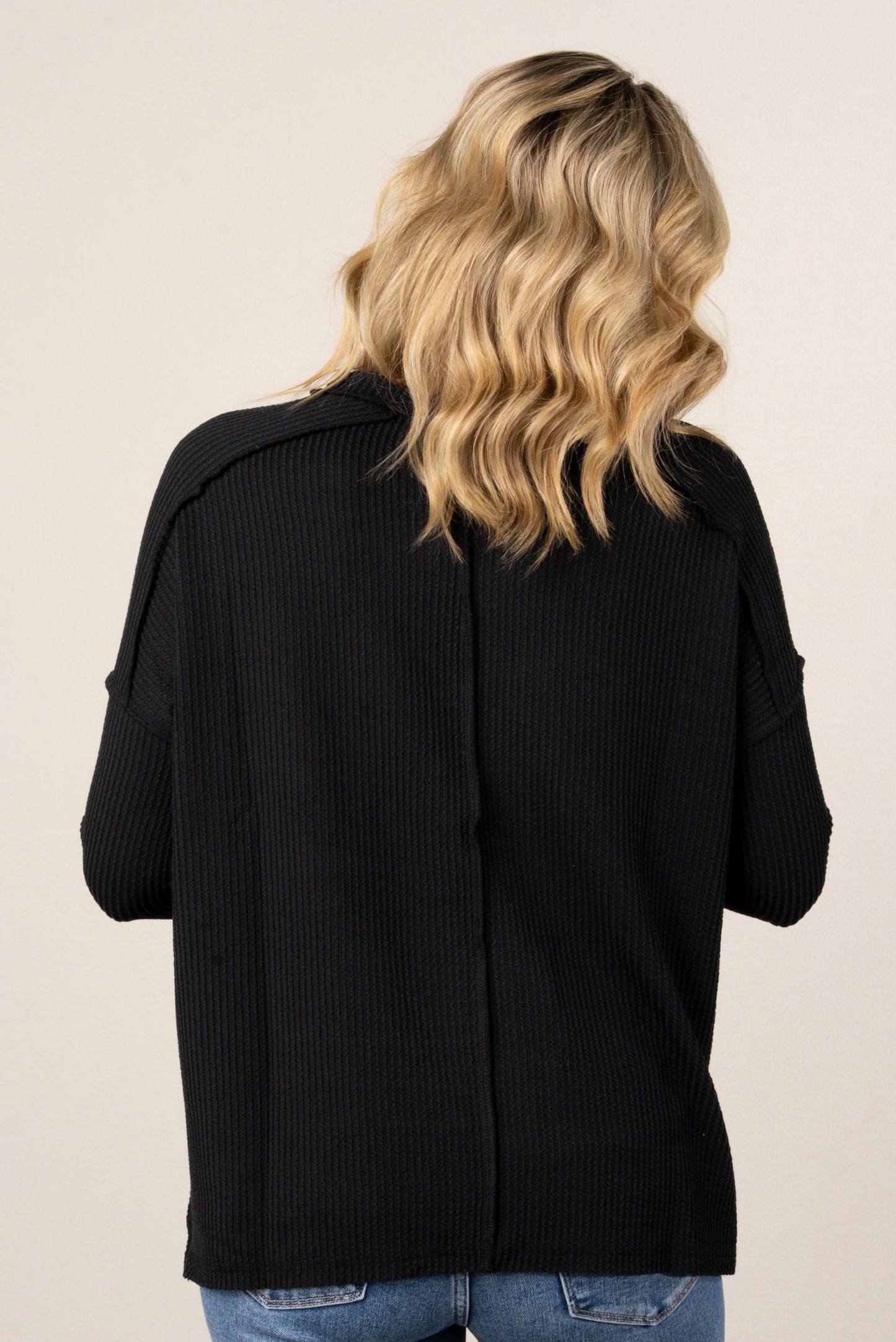Taylor Ribbed Raw Seamed Dolman Top