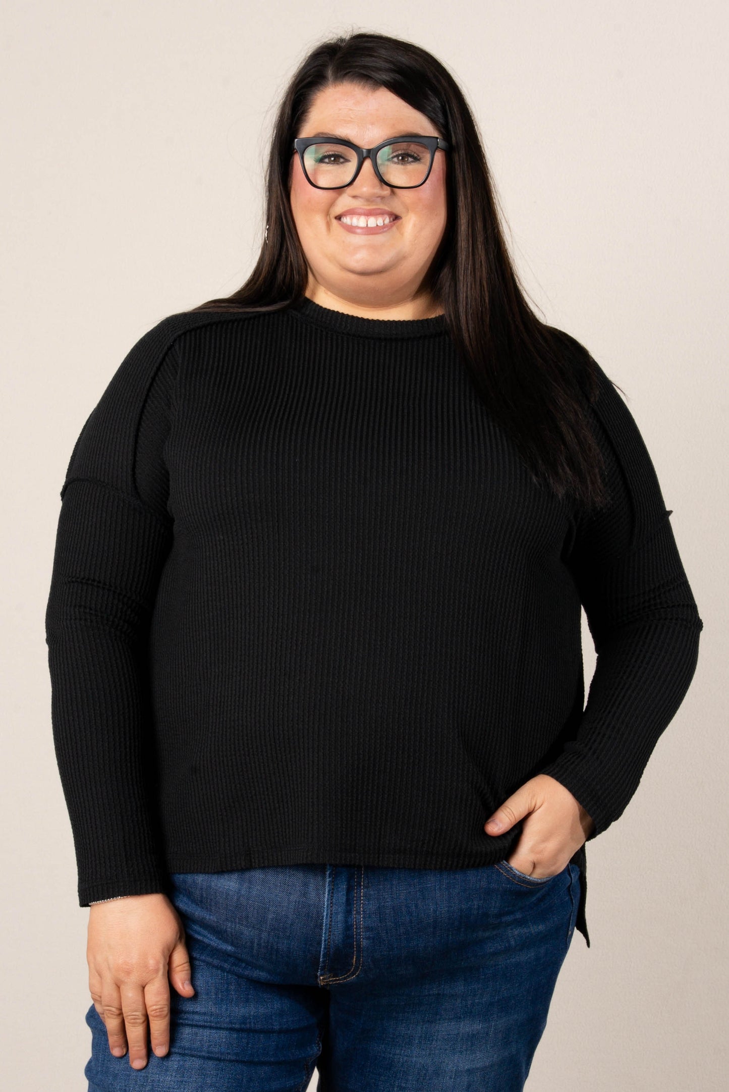 Taylor Ribbed Raw Seamed Dolman Top
