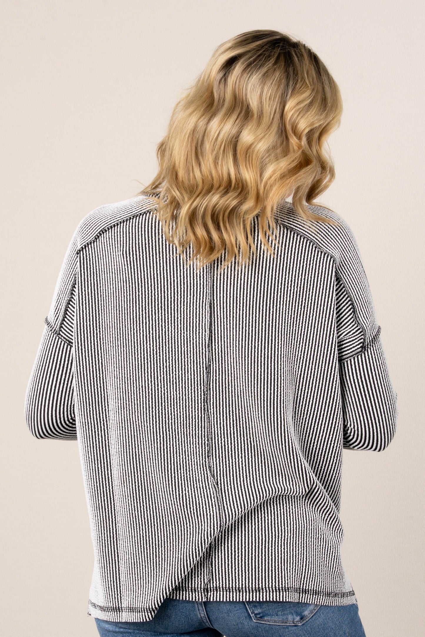 Taylor Ribbed Raw Seamed Dolman Top