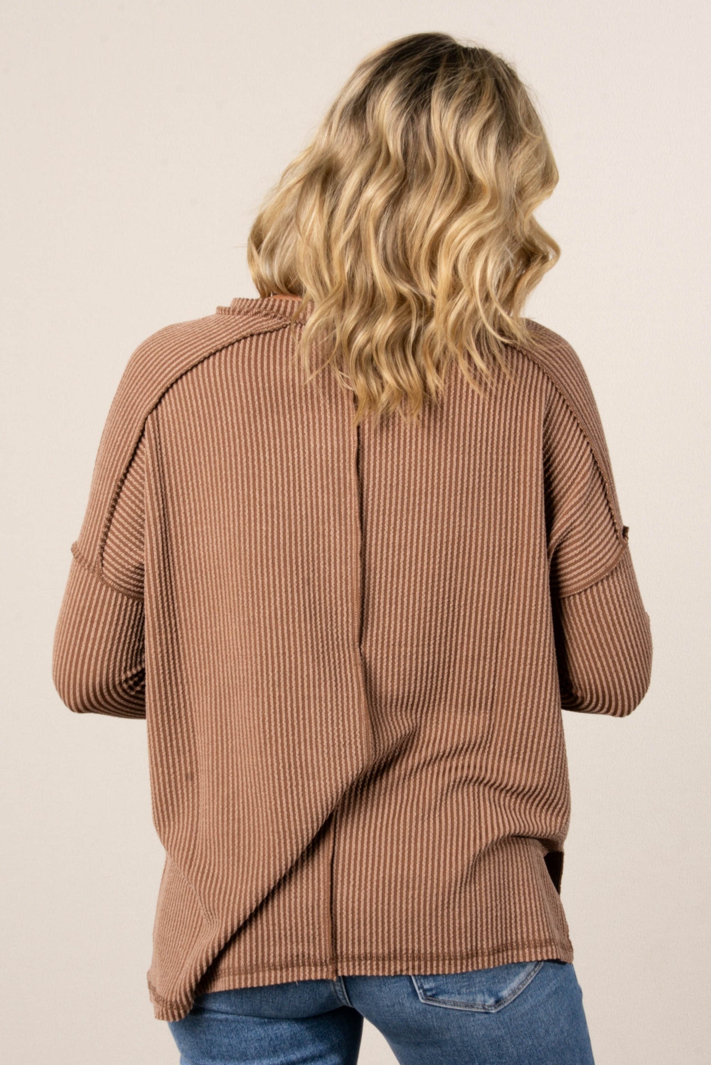 Taylor Ribbed Raw Seamed Dolman Top