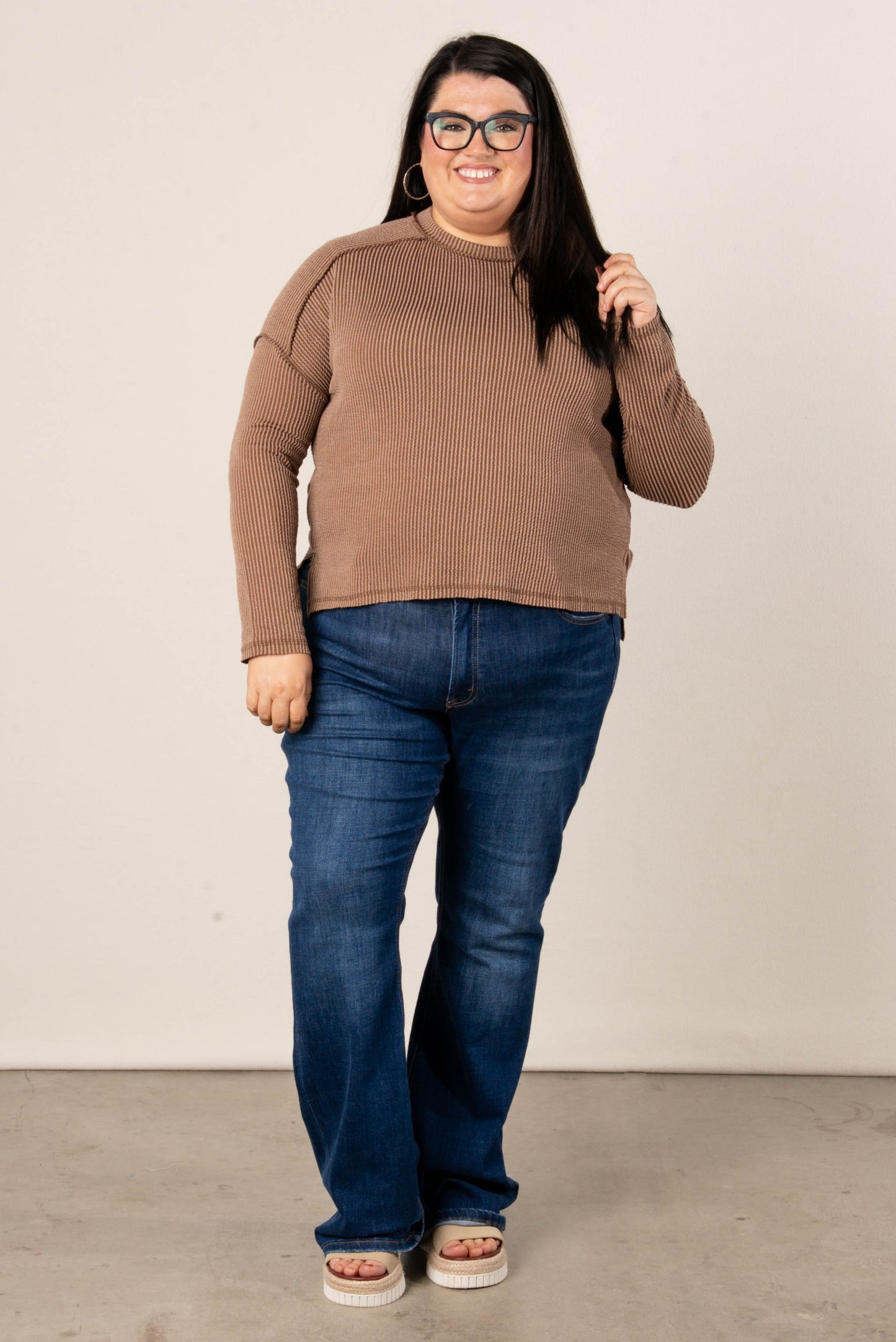 Taylor Ribbed Raw Seamed Dolman Top