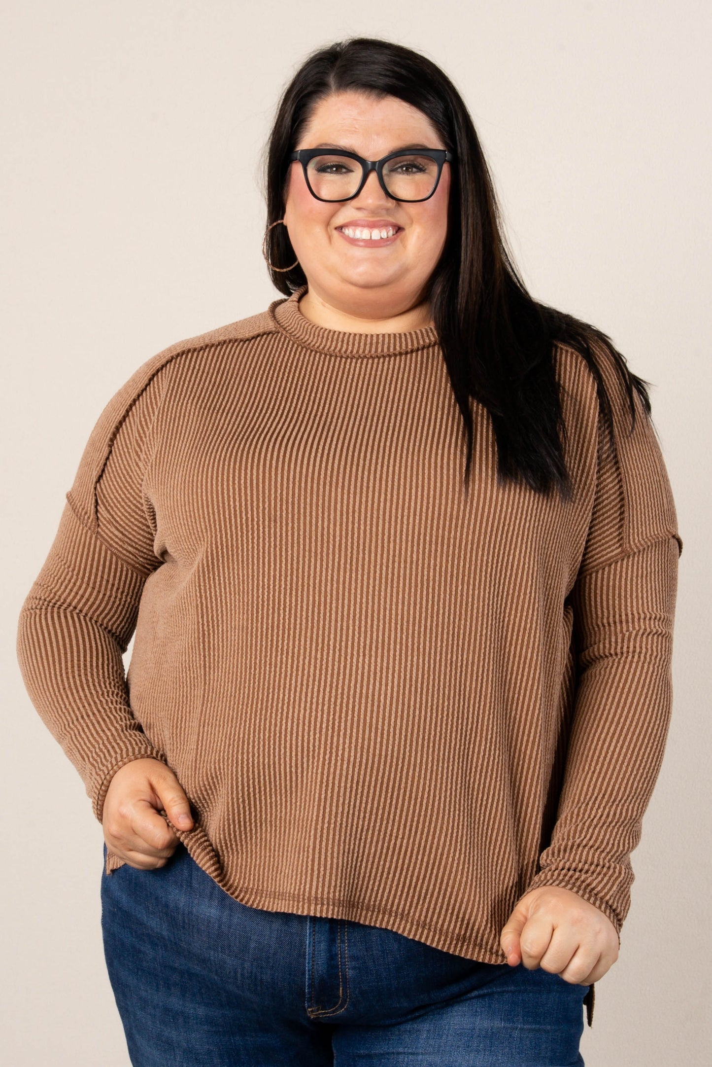 Taylor Ribbed Raw Seamed Dolman Top