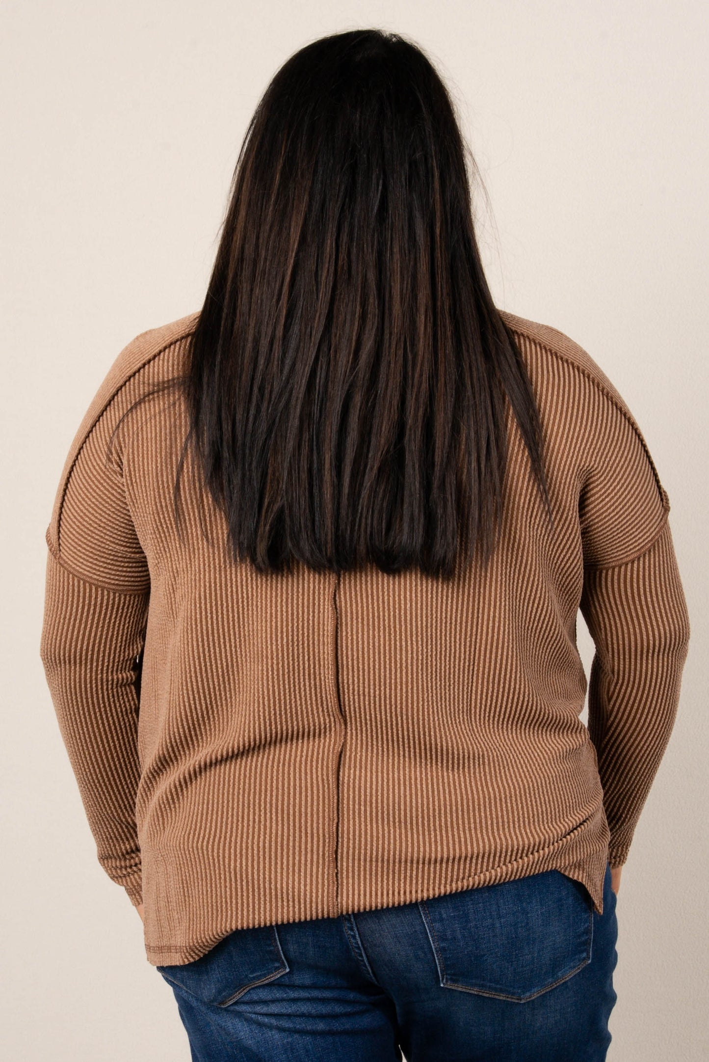 Taylor Ribbed Raw Seamed Dolman Top