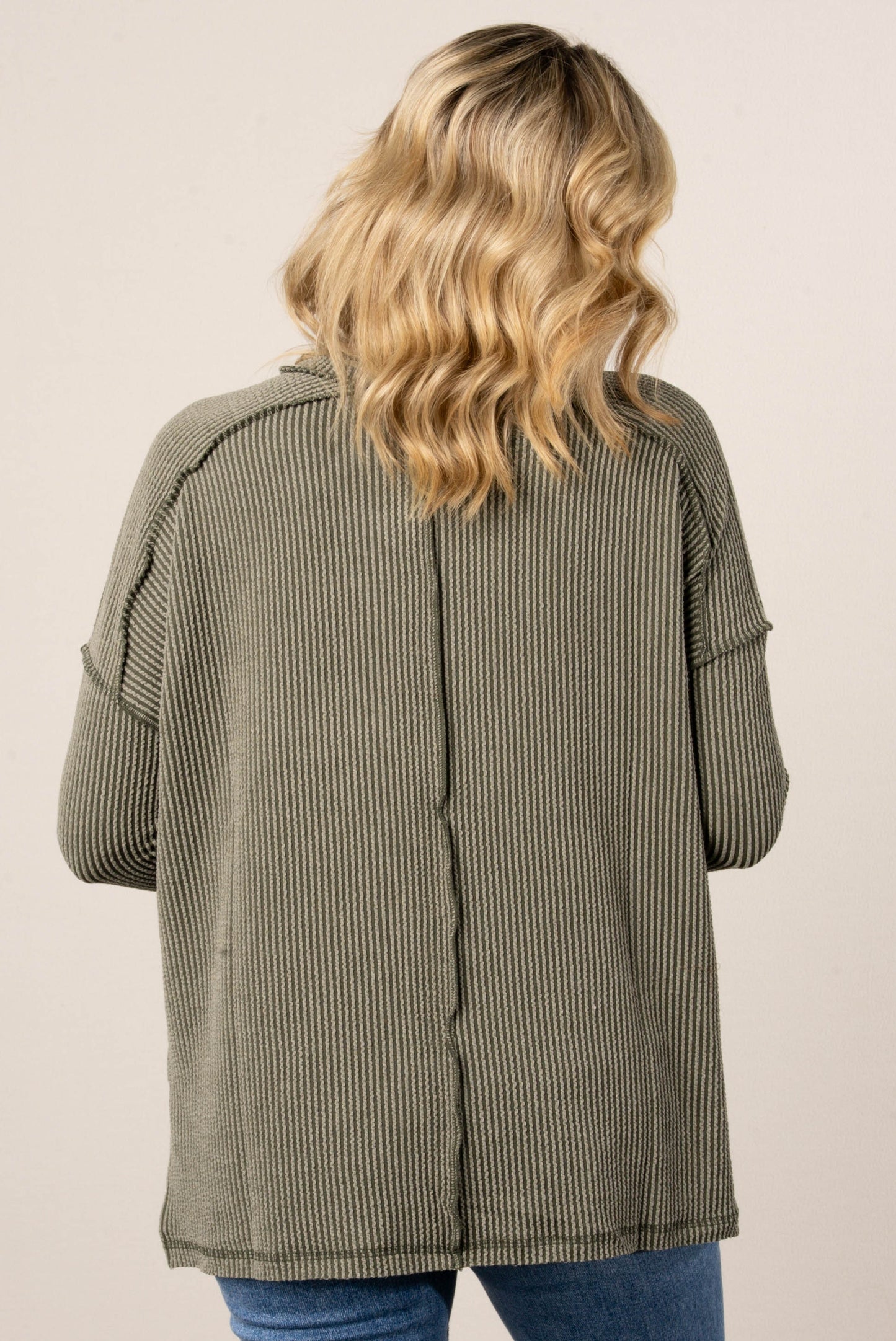 Taylor Ribbed Raw Seamed Dolman Top