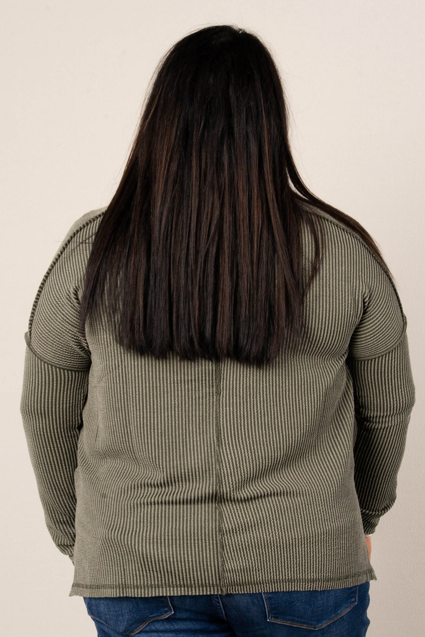 Taylor Ribbed Raw Seamed Dolman Top