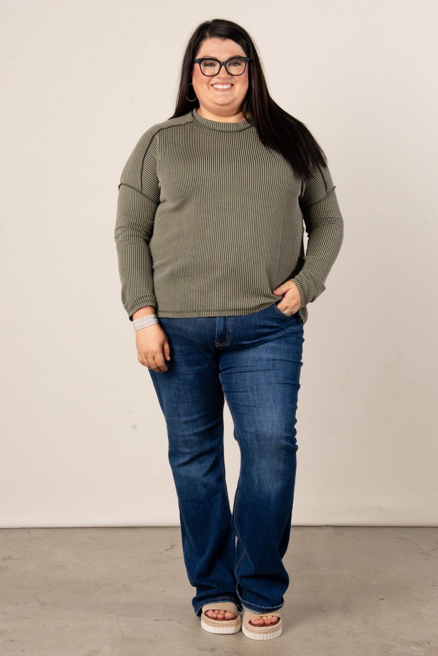 Taylor Ribbed Raw Seamed Dolman Top