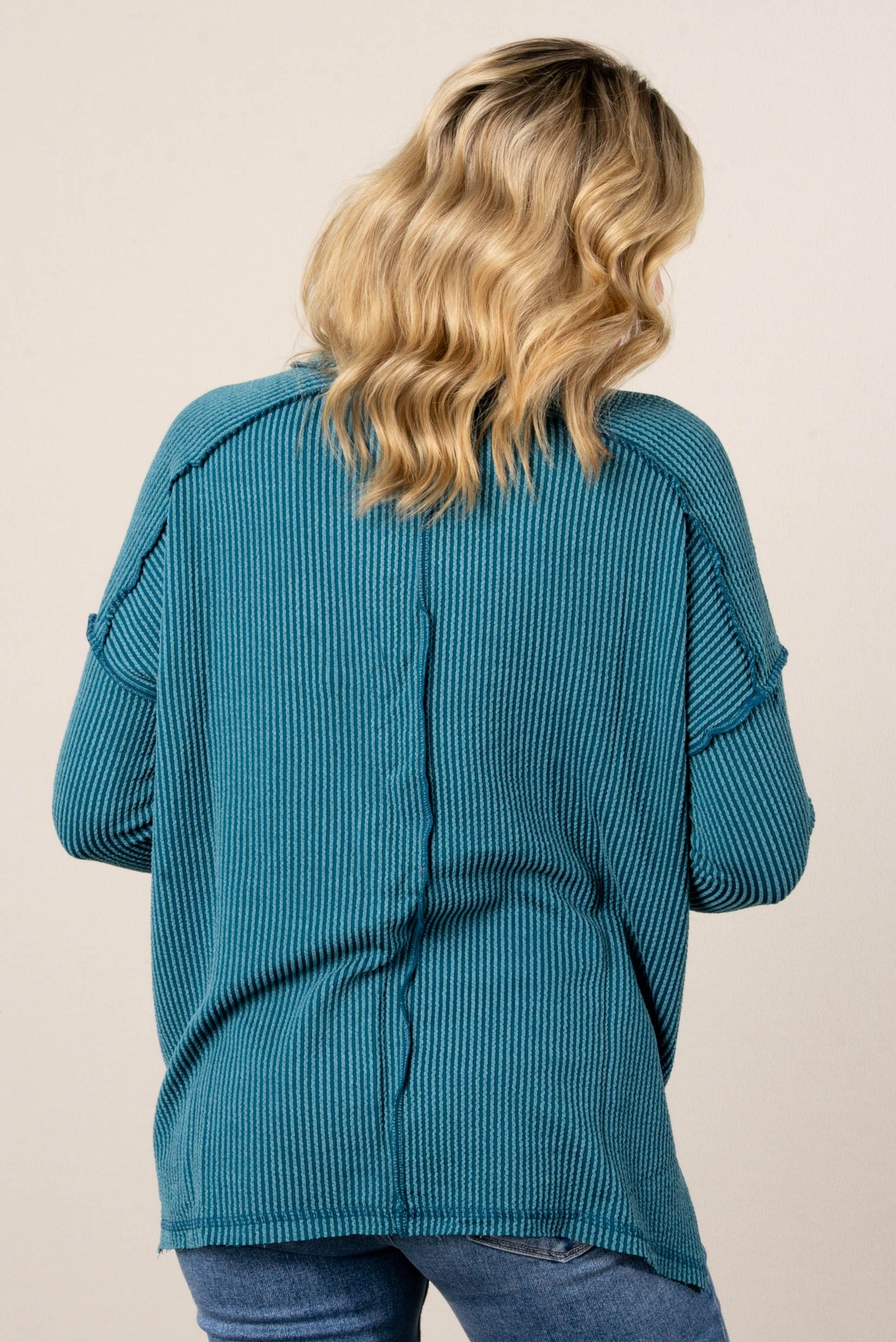 Taylor Ribbed Raw Seamed Dolman Top