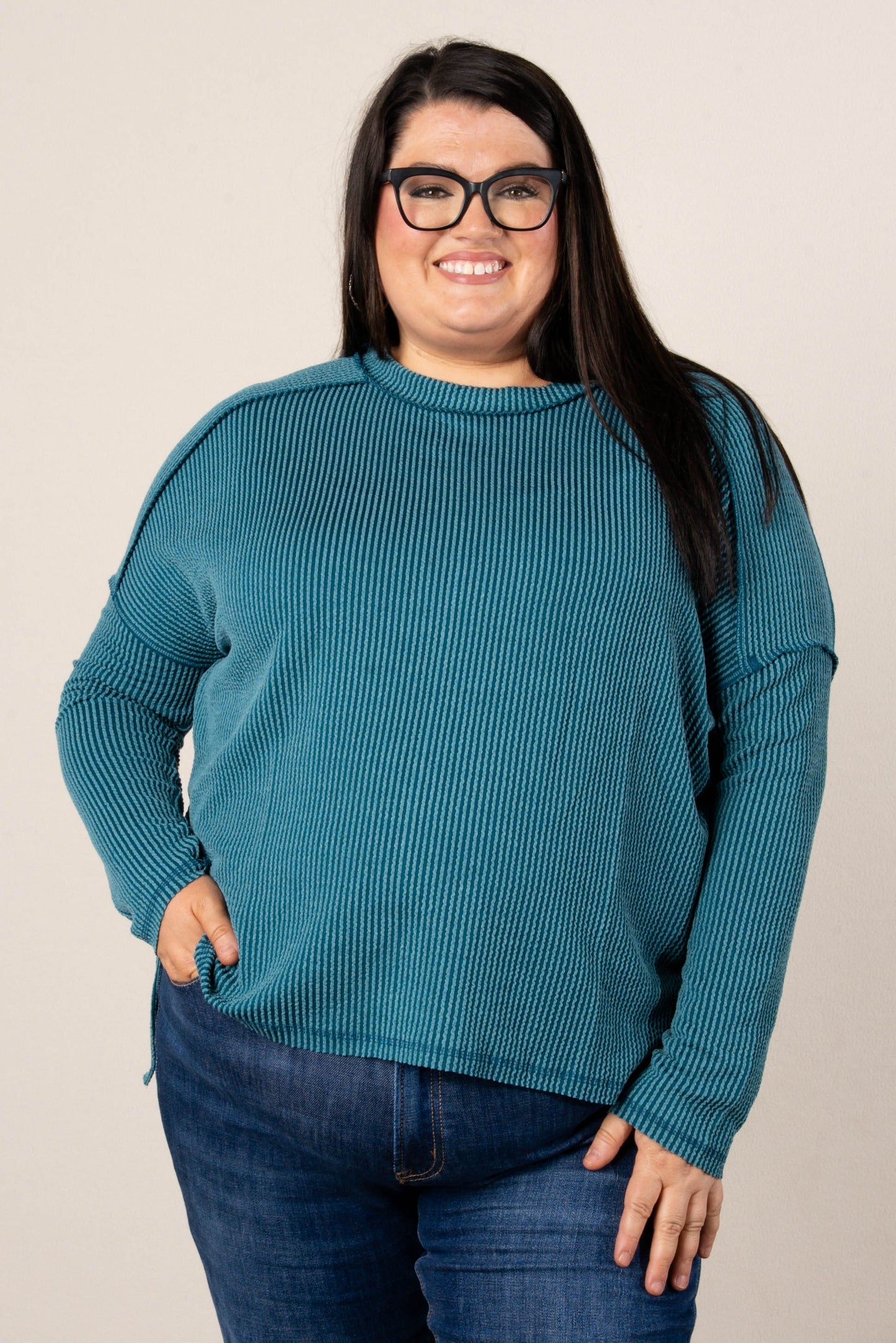 Taylor Ribbed Raw Seamed Dolman Top