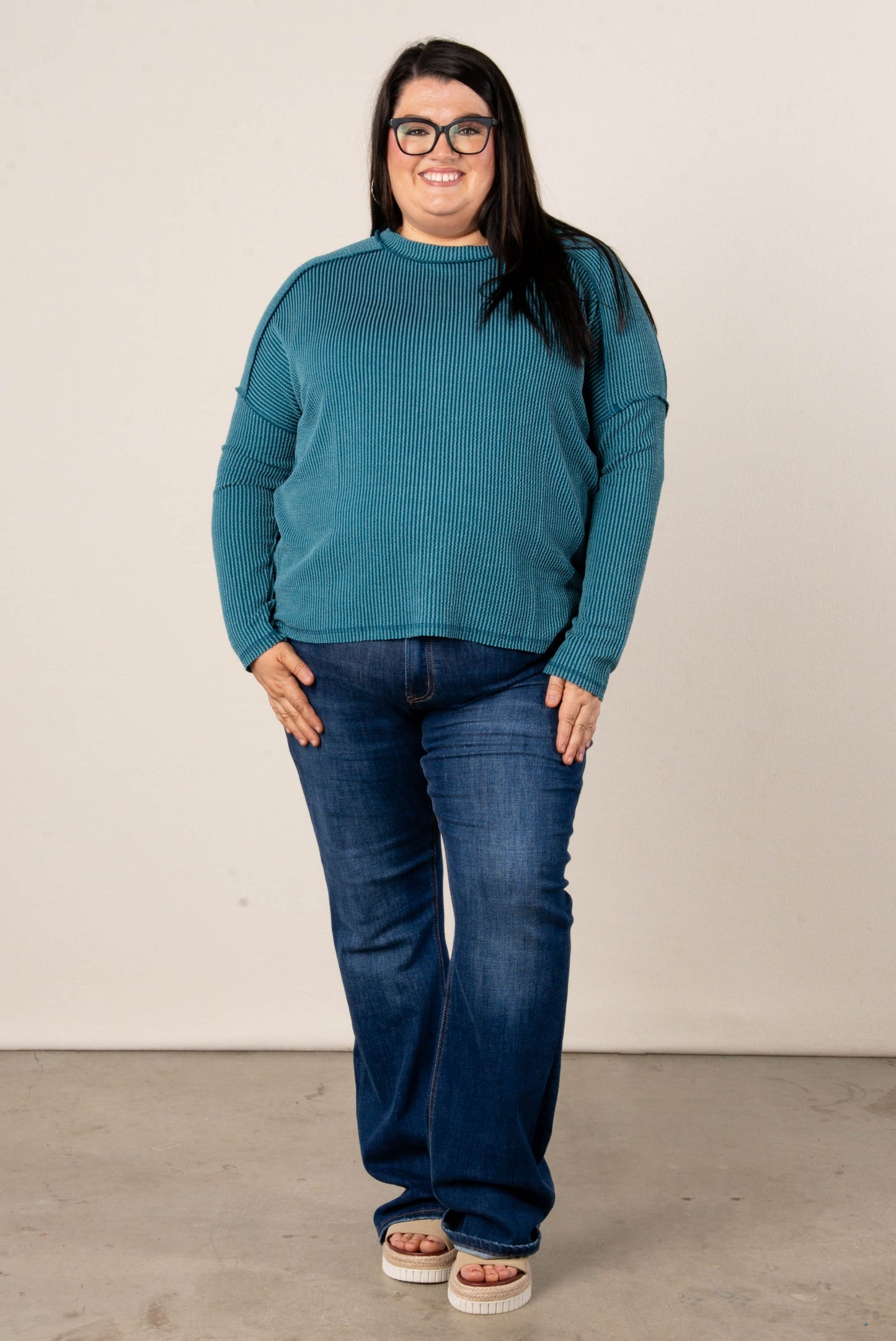 Taylor Ribbed Raw Seamed Dolman Top