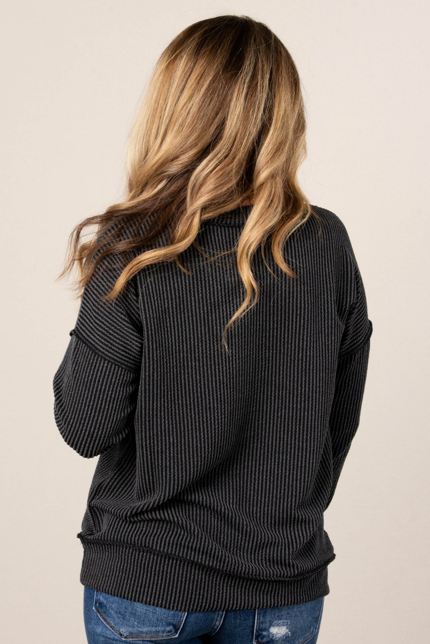 Ember Ribbed Raw Seamed Top
