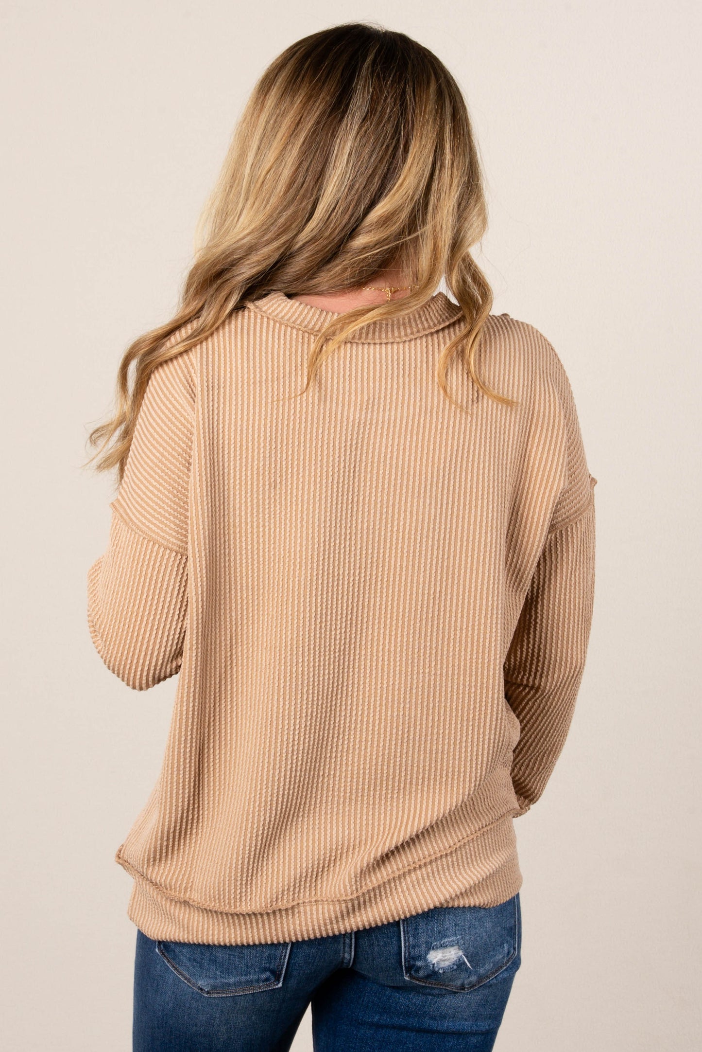 Ember Ribbed Raw Seamed Top