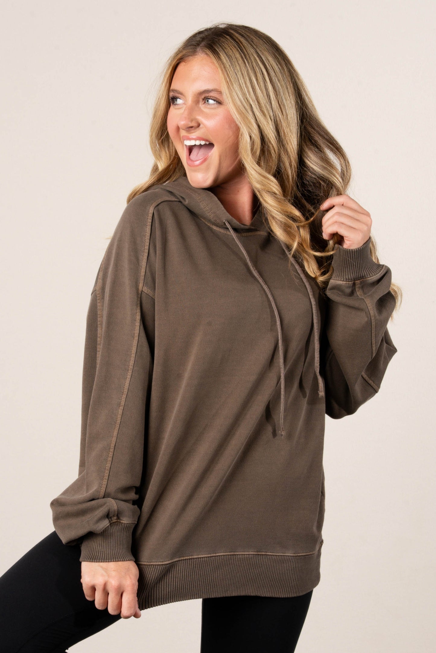Andi Washed French Terry Hooded Pullover