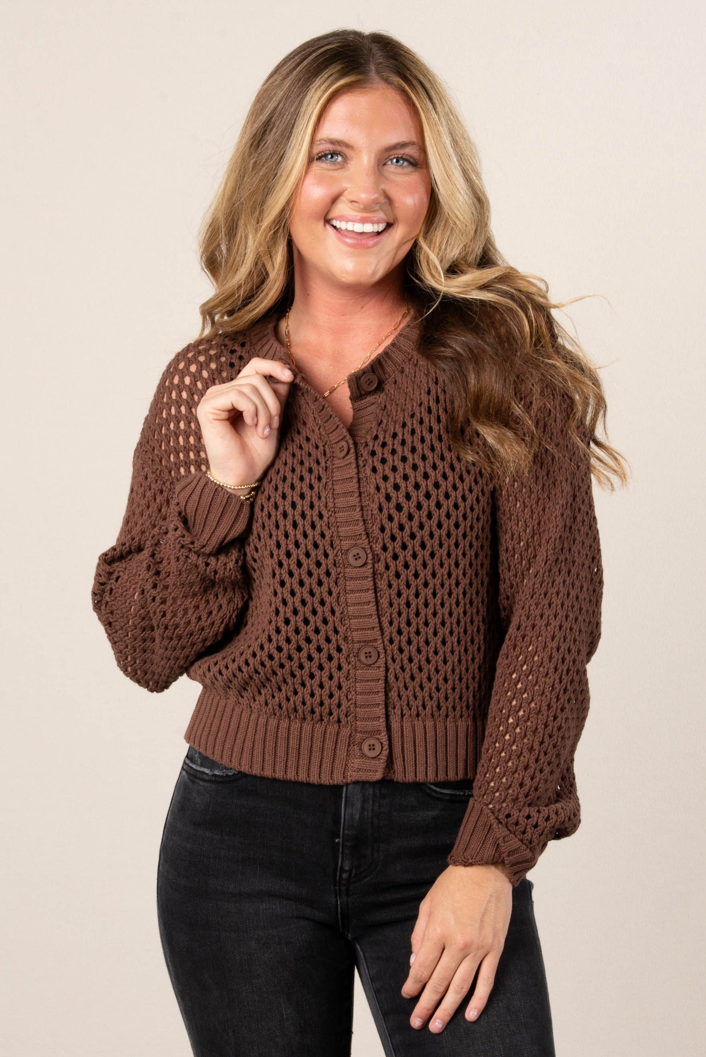 Charlotte Open Knit Sweater Cardigan