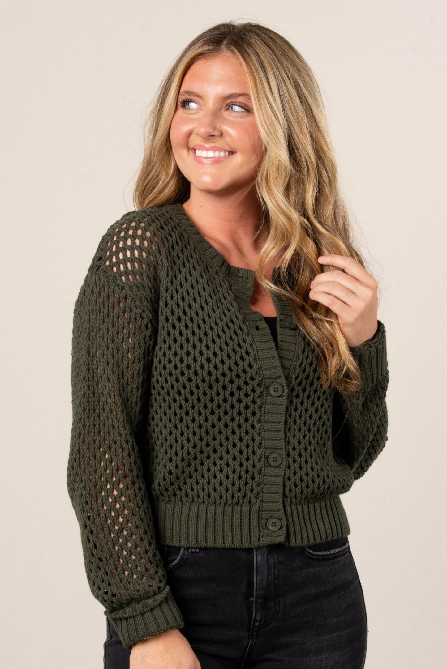Charlotte Open Knit Sweater Cardigan