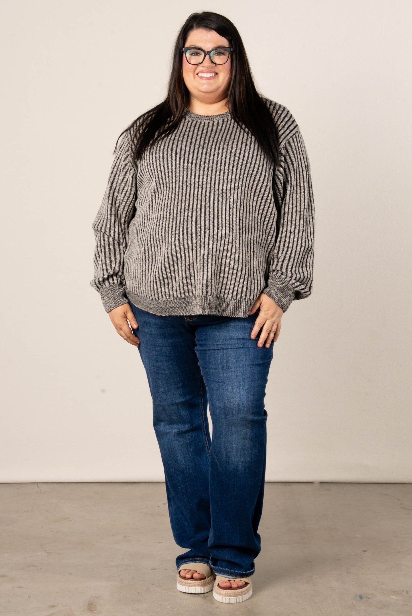 Lainey Two-Tone Rib Knit Sweater