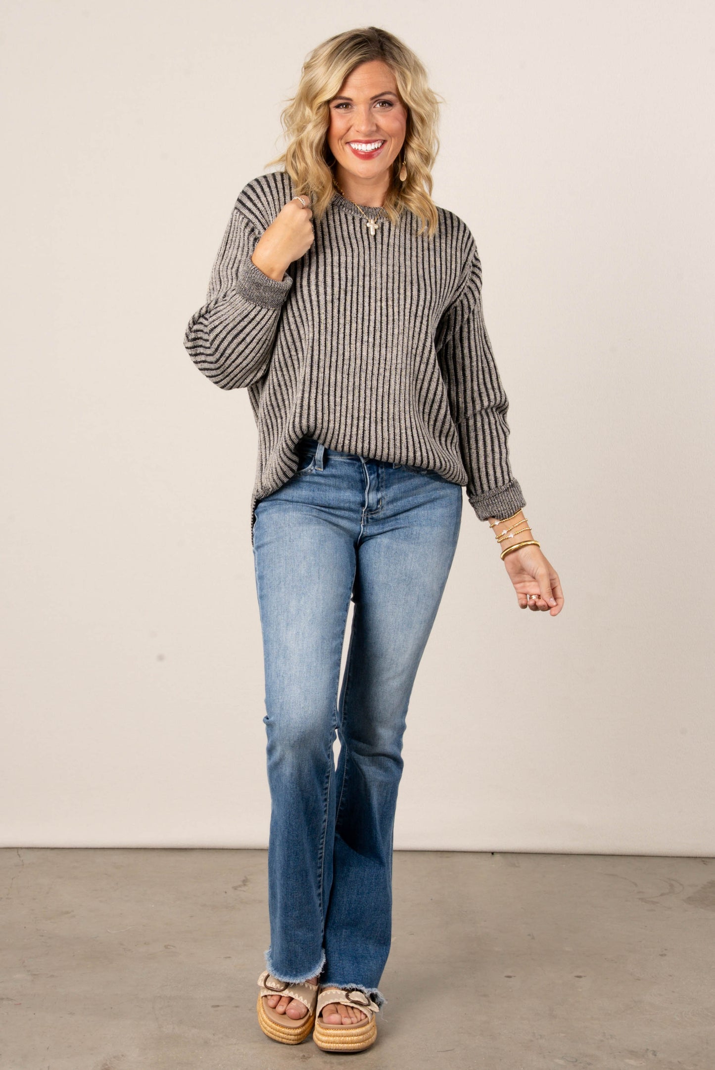 Lainey Two-Tone Rib Knit Sweater