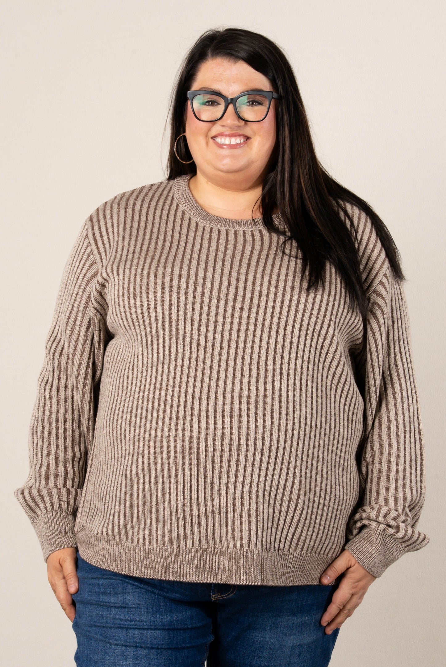 Lainey Two-Tone Rib Knit Sweater