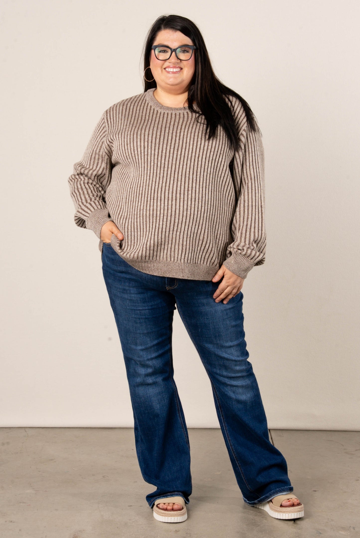 Lainey Two-Tone Rib Knit Sweater