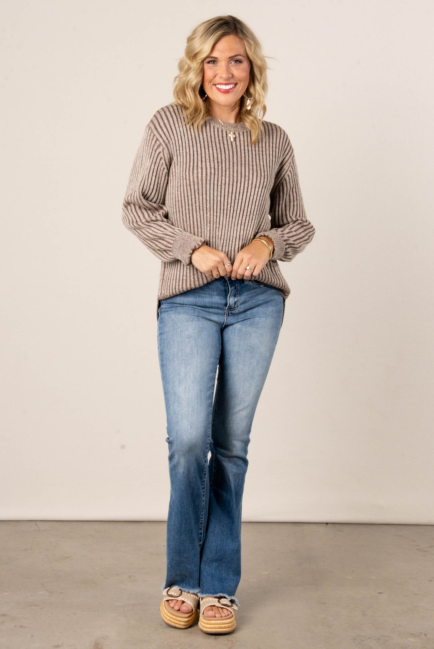 Lainey Two-Tone Rib Knit Sweater