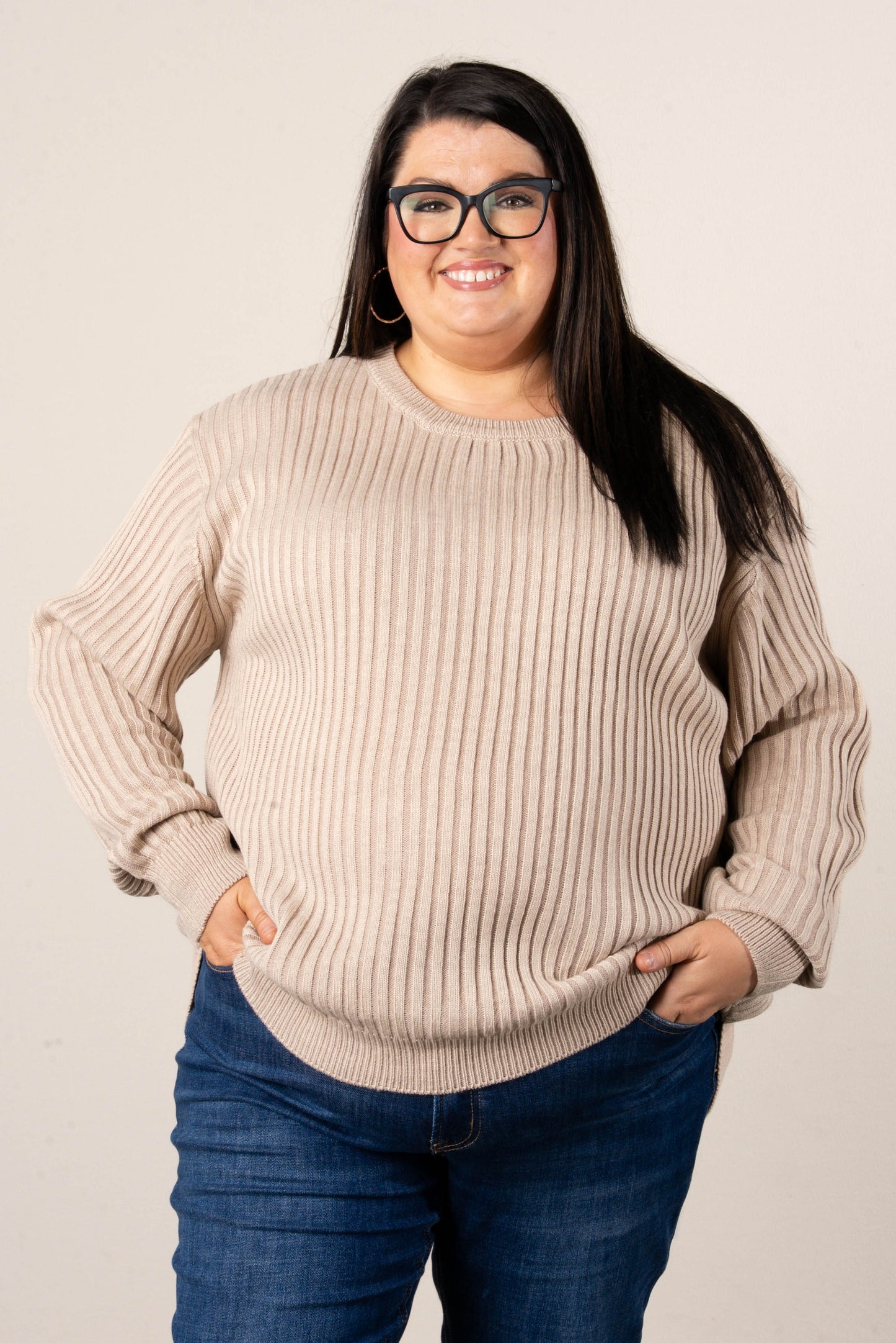 Lainey Two-Tone Rib Knit Sweater