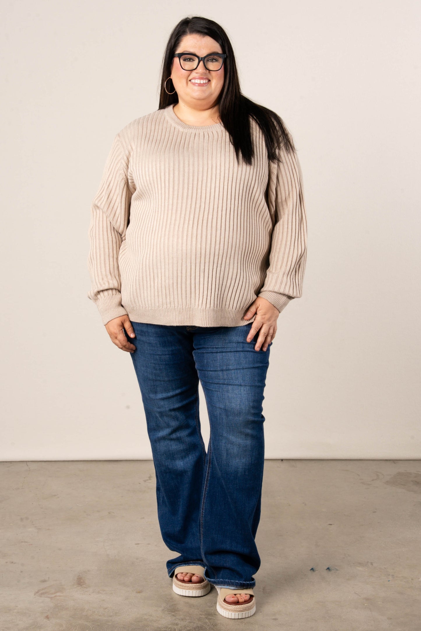Lainey Two-Tone Rib Knit Sweater