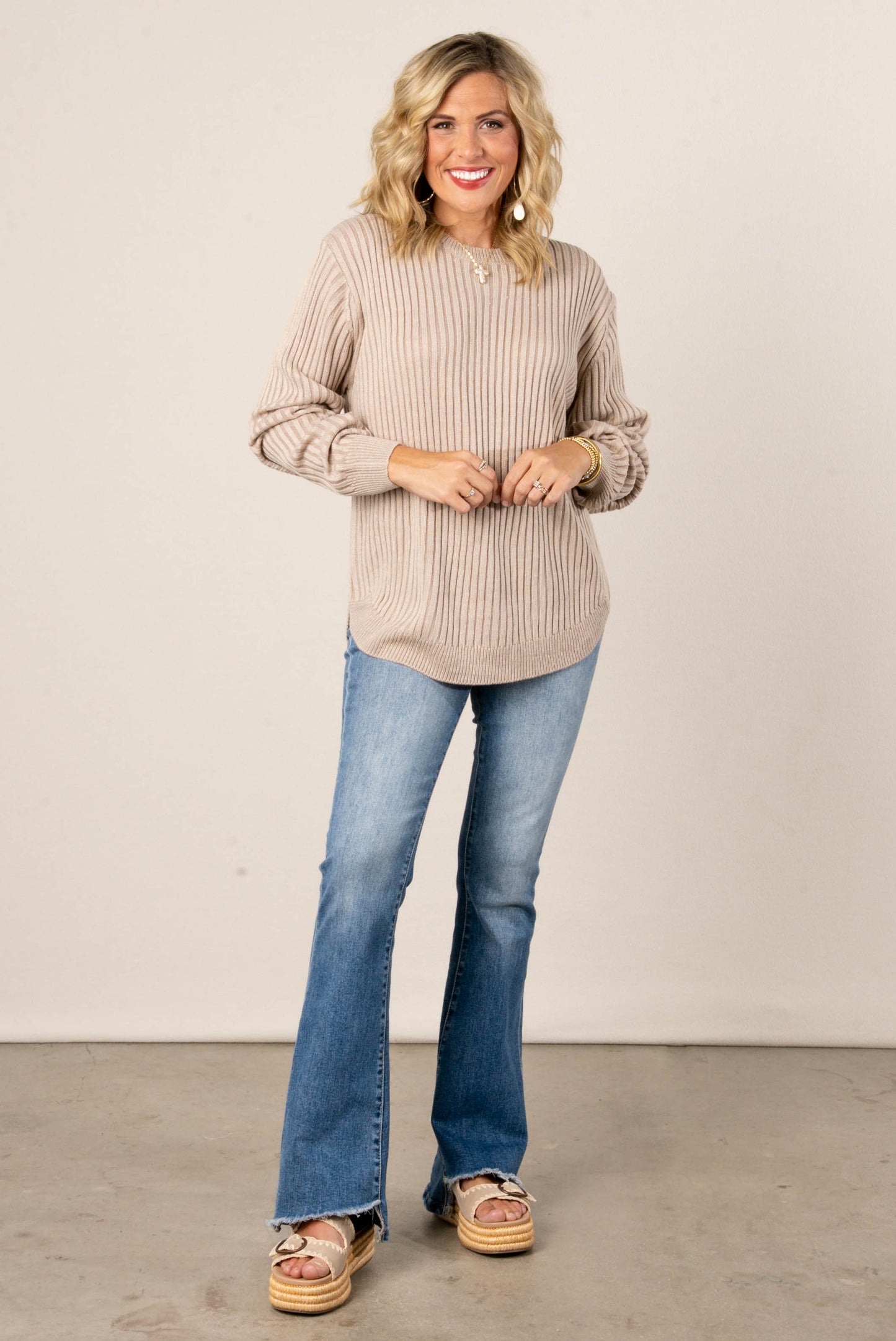Lainey Two-Tone Rib Knit Sweater