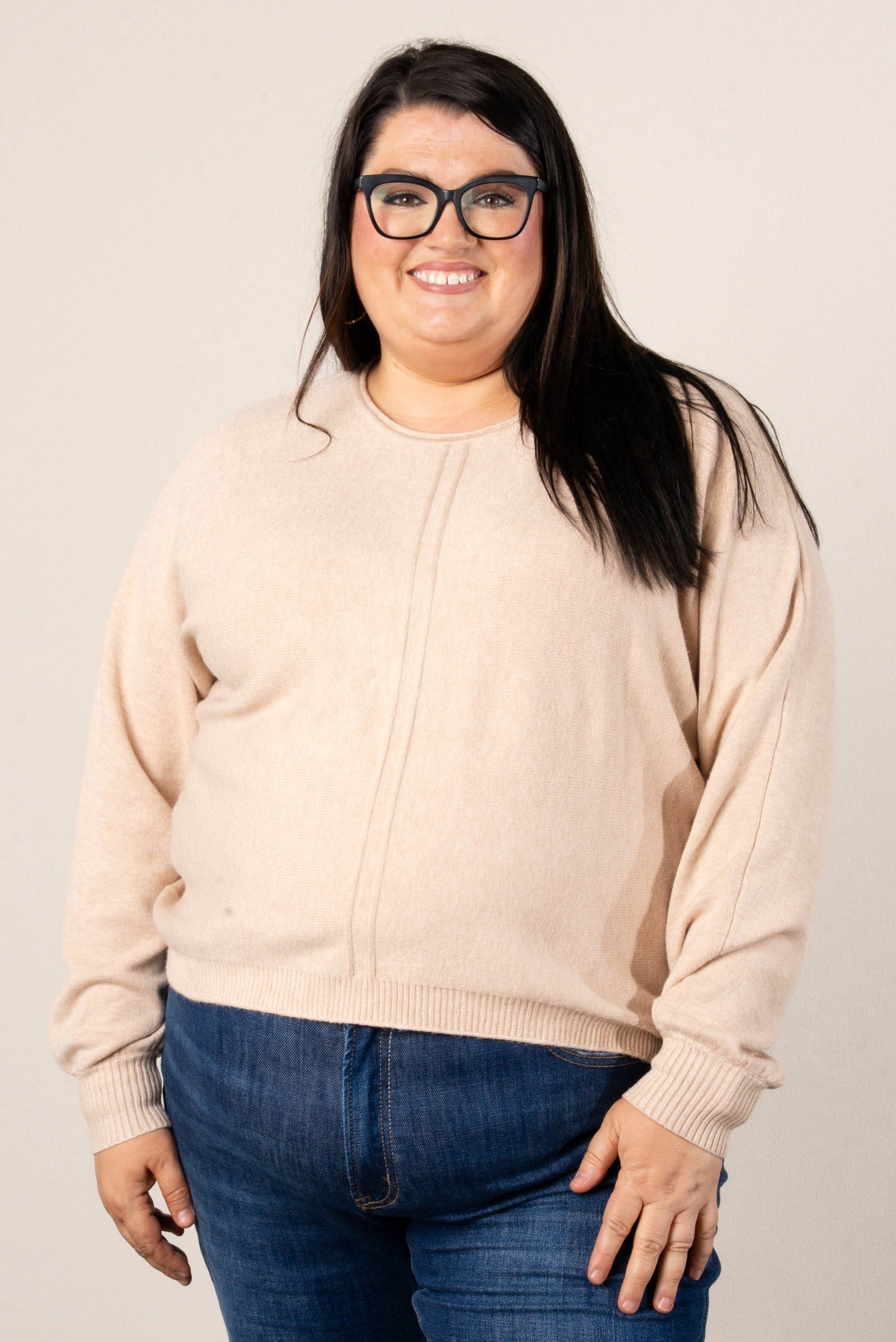 Naomi Front Seamed Hi-Lo Sweater