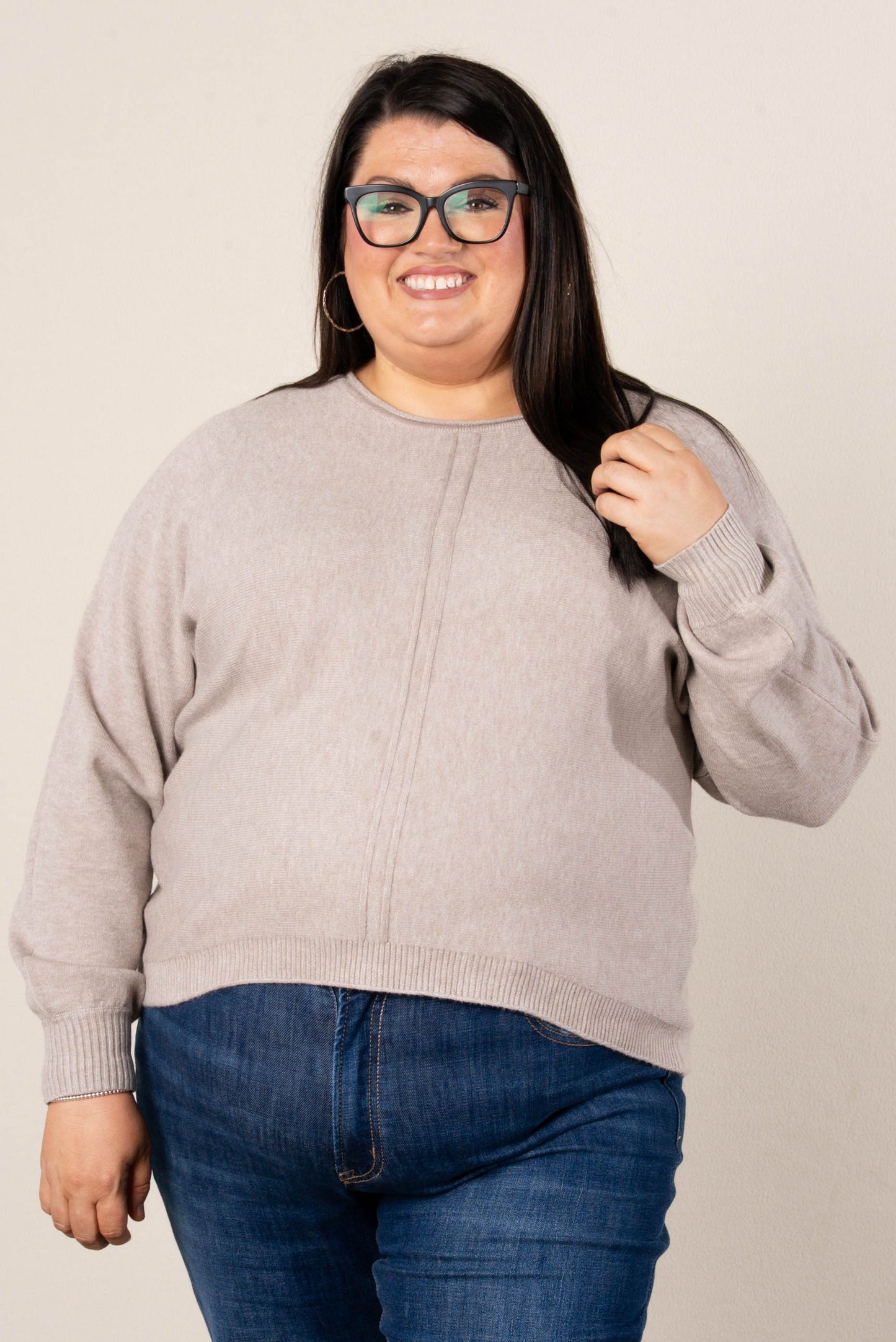 Naomi Front Seamed Hi-Lo Sweater