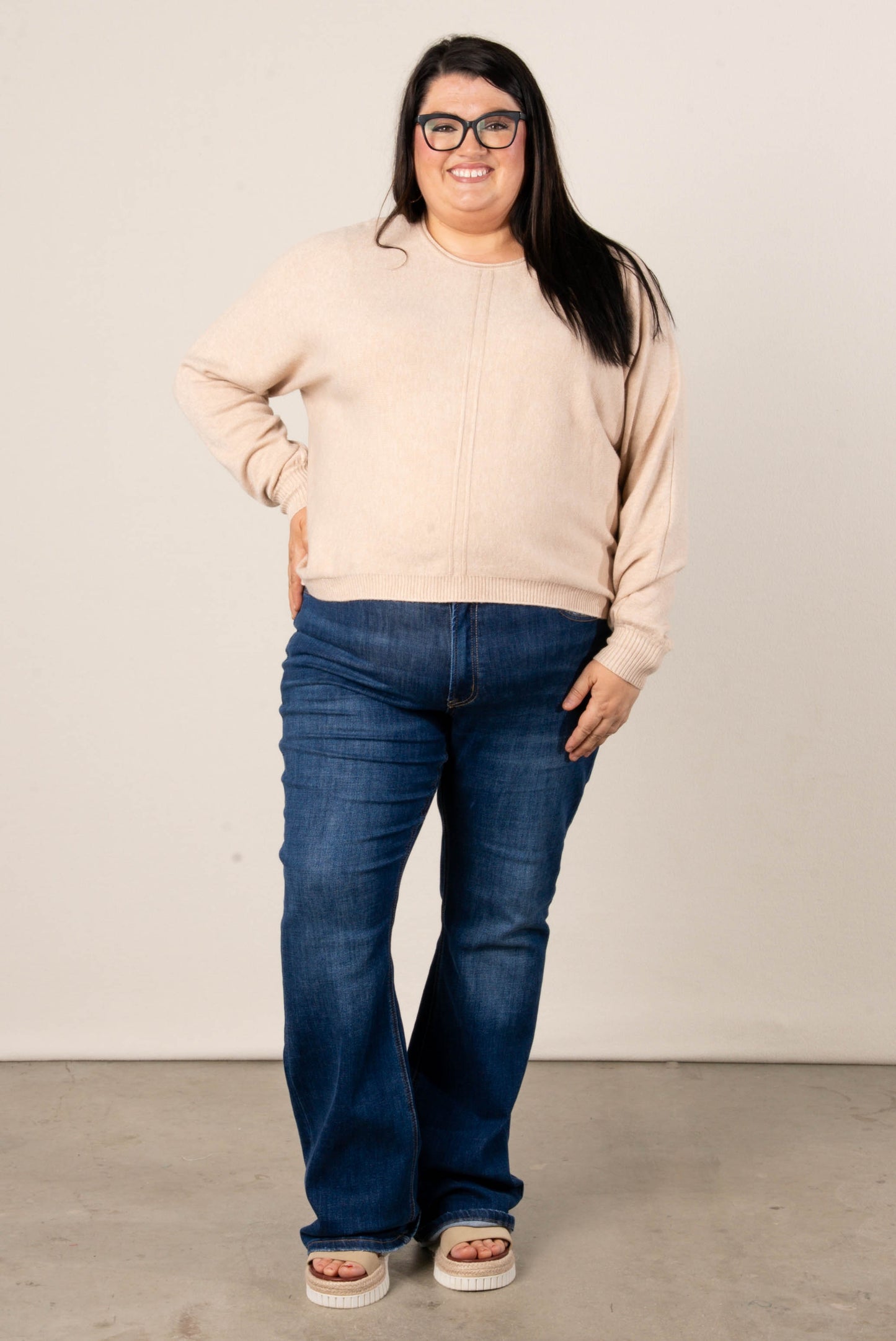 Naomi Front Seamed Hi-Lo Sweater