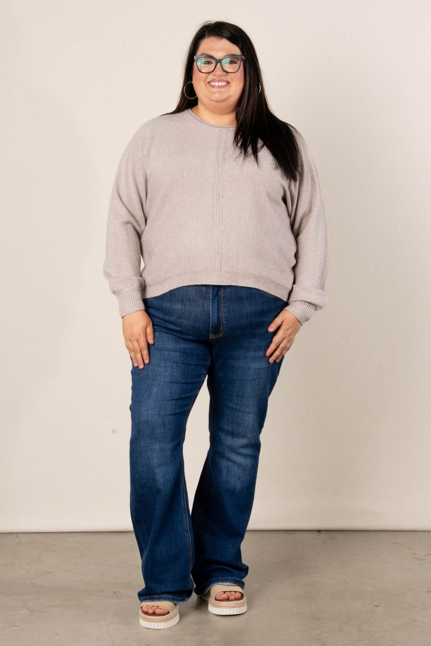 Naomi Front Seamed Hi-Lo Sweater
