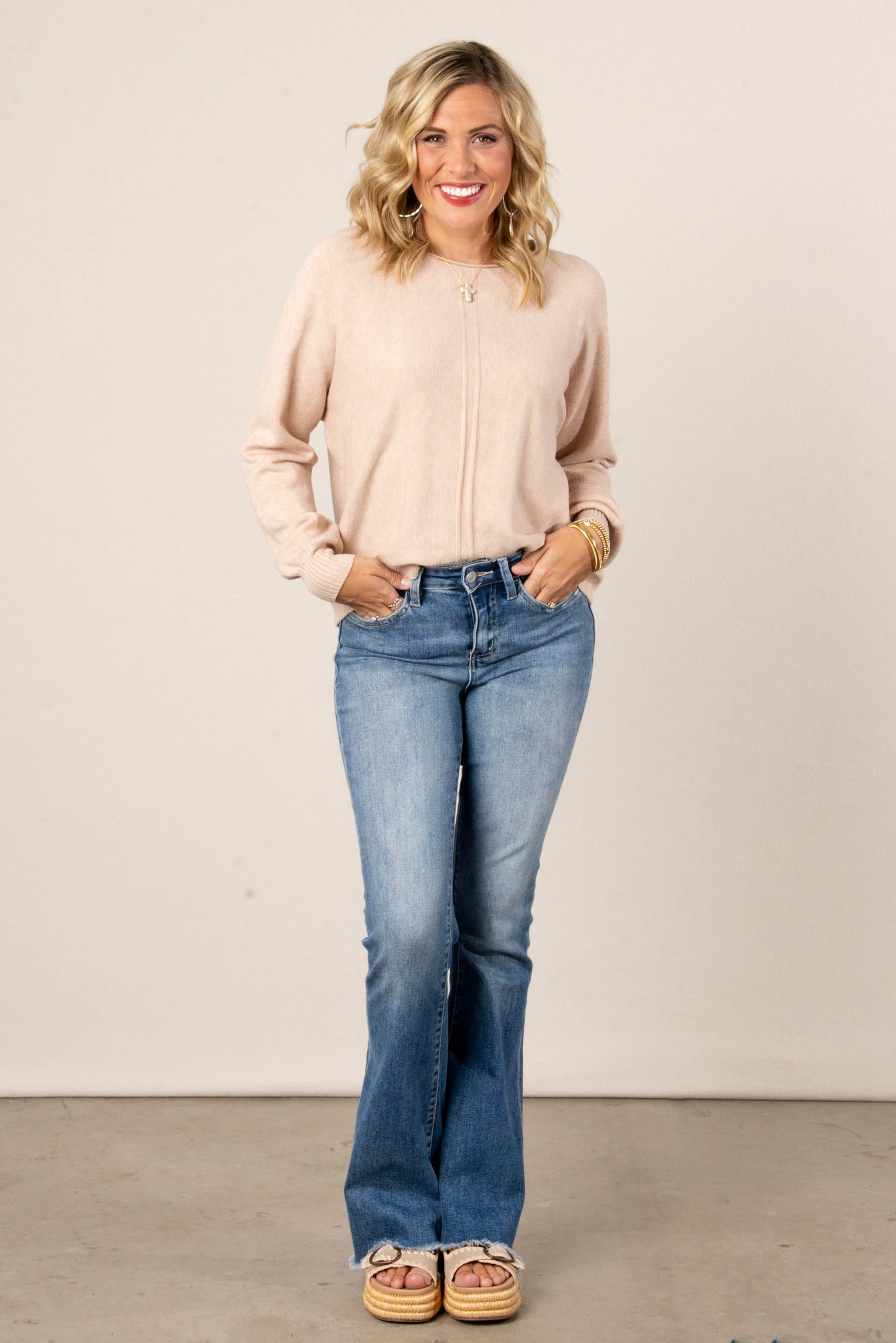 Naomi Front Seamed Hi-Lo Sweater