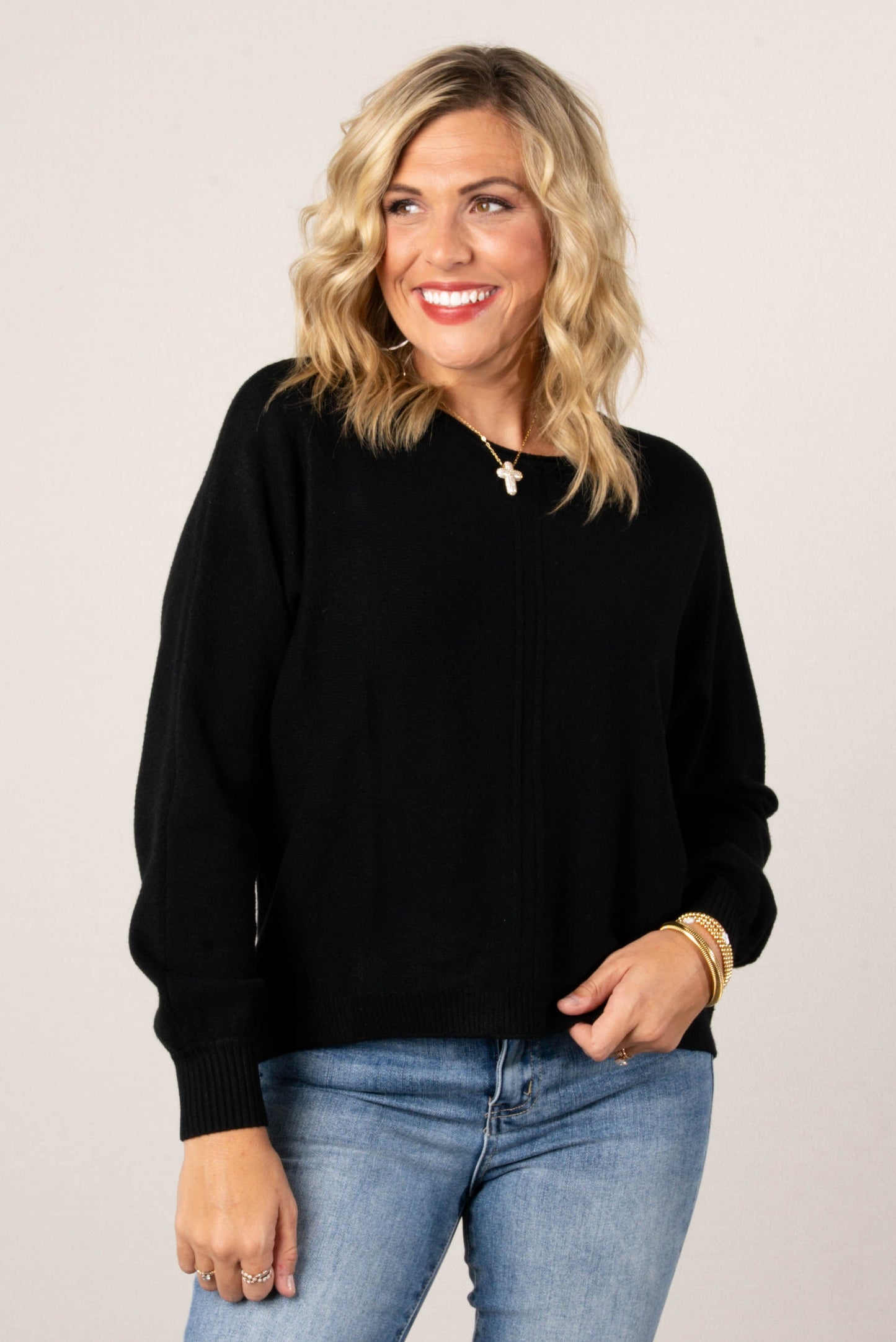 Naomi Front Seamed Hi-Lo Sweater