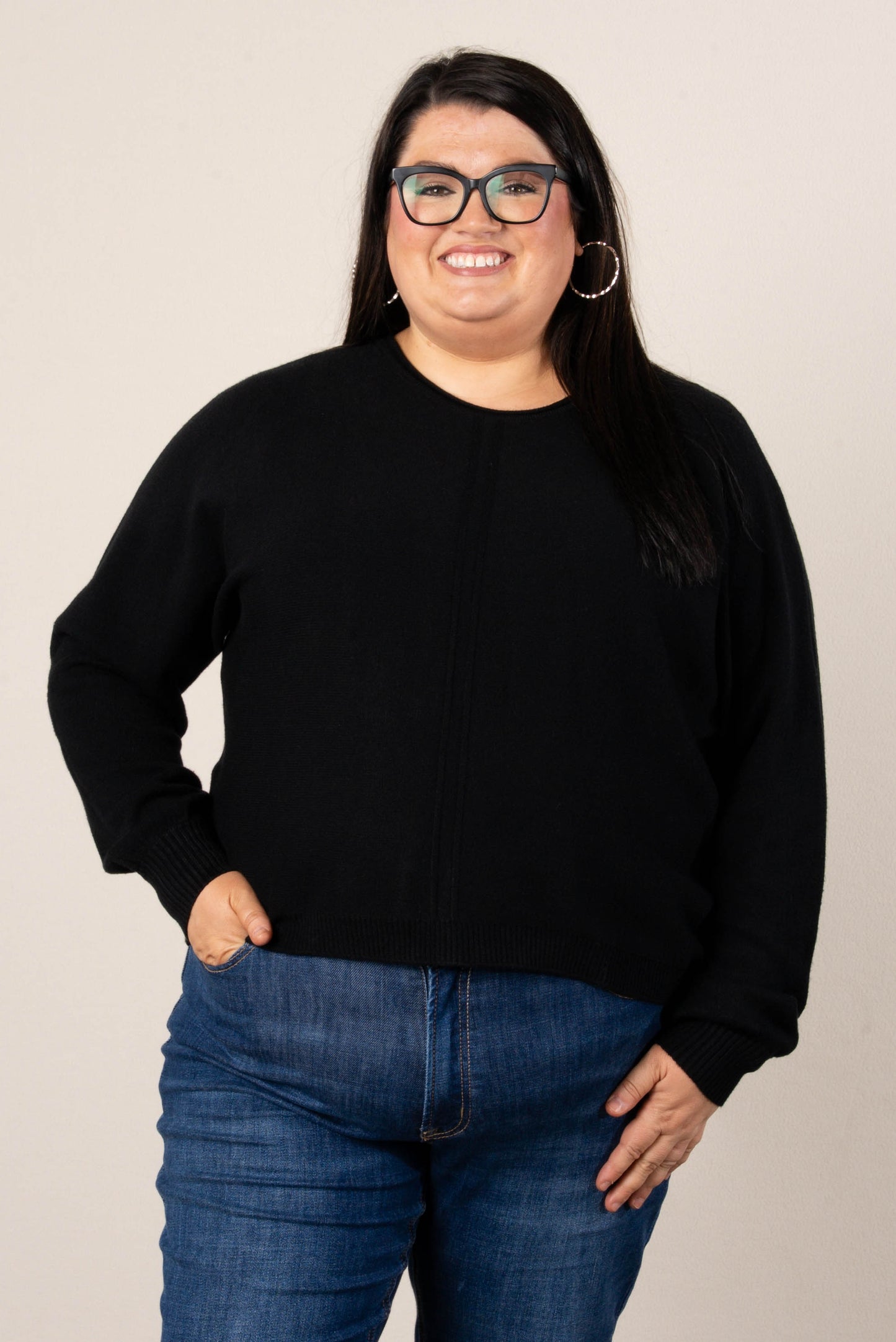 Naomi Front Seamed Hi-Lo Sweater