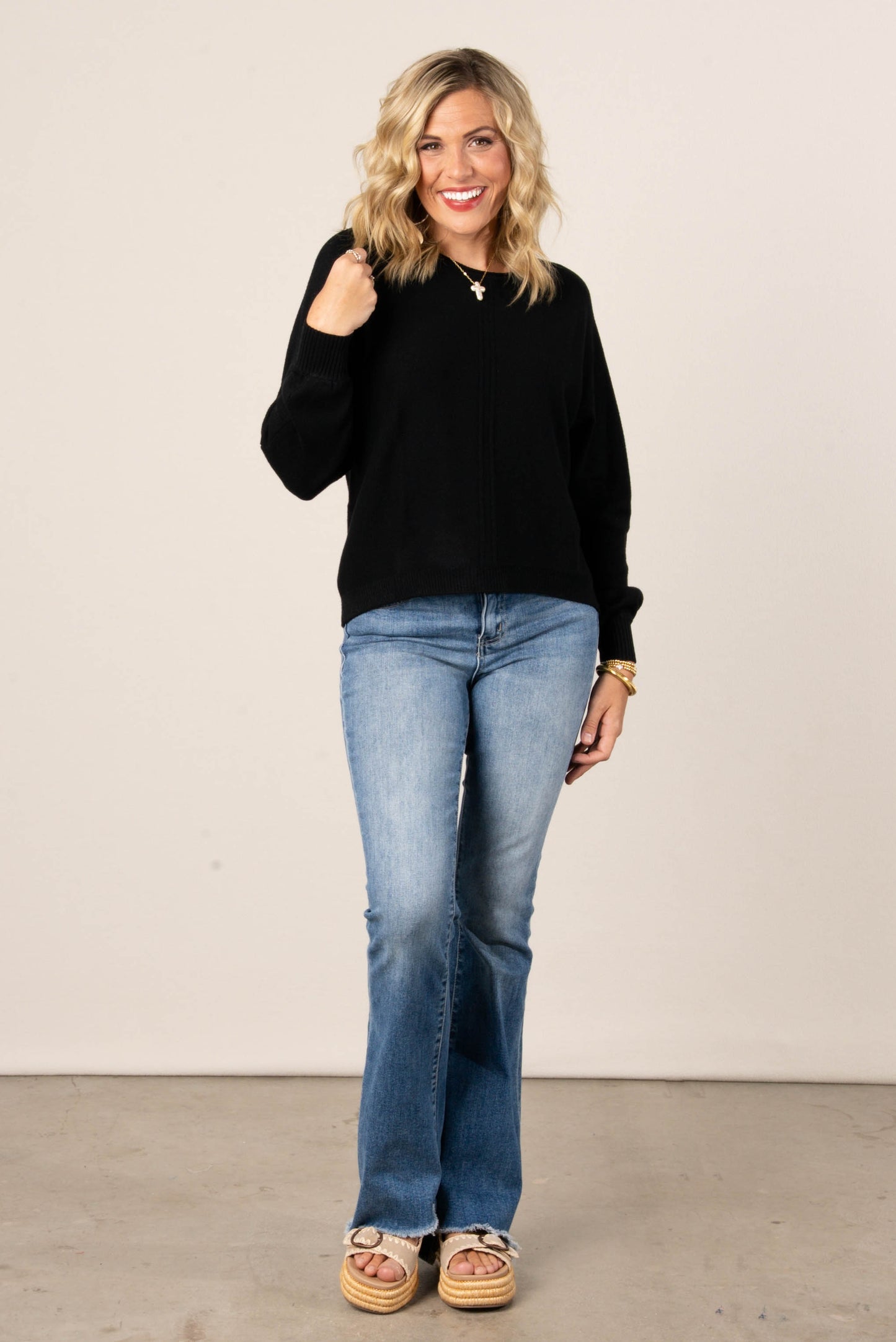 Naomi Front Seamed Hi-Lo Sweater