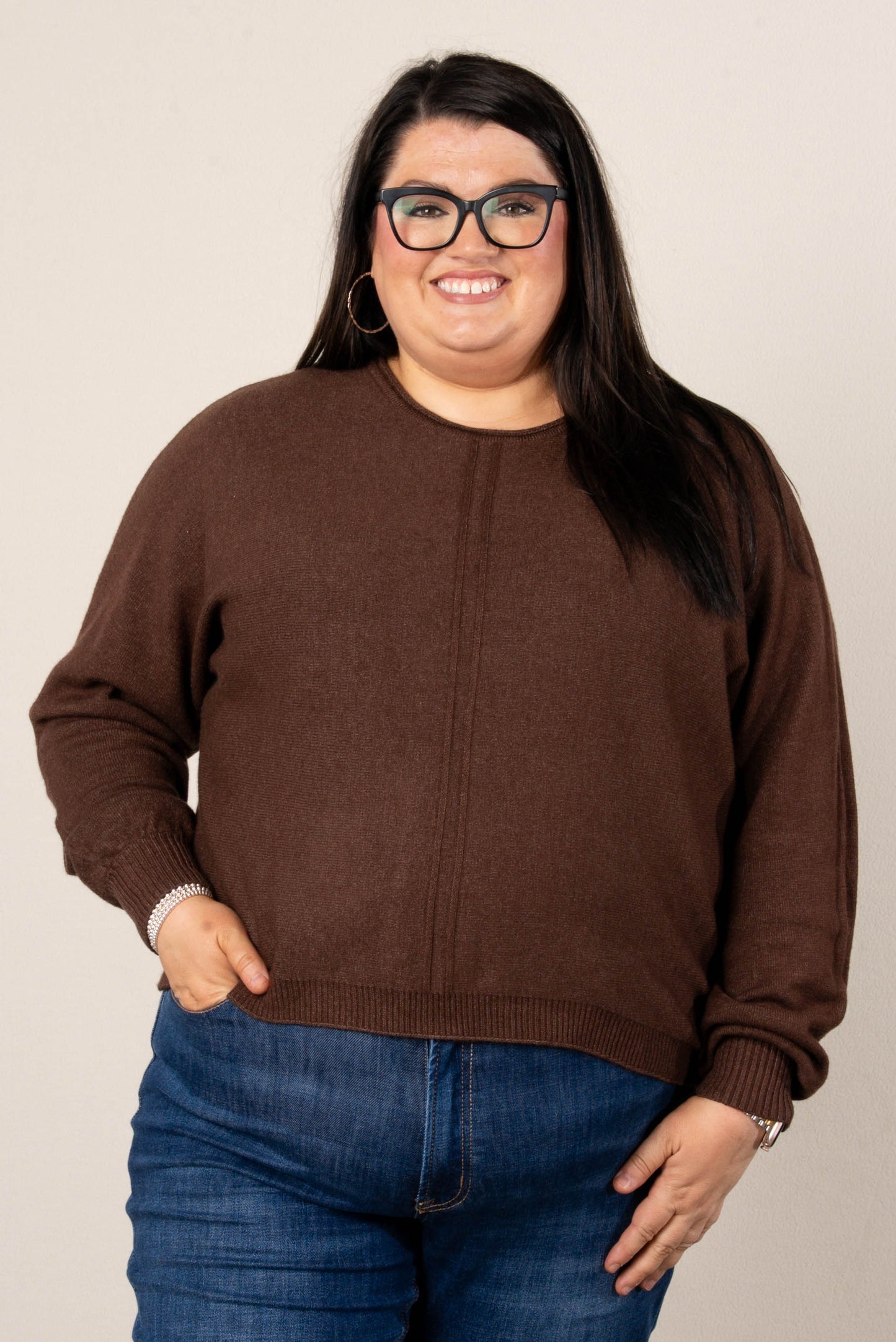 Naomi Front Seamed Hi-Lo Sweater