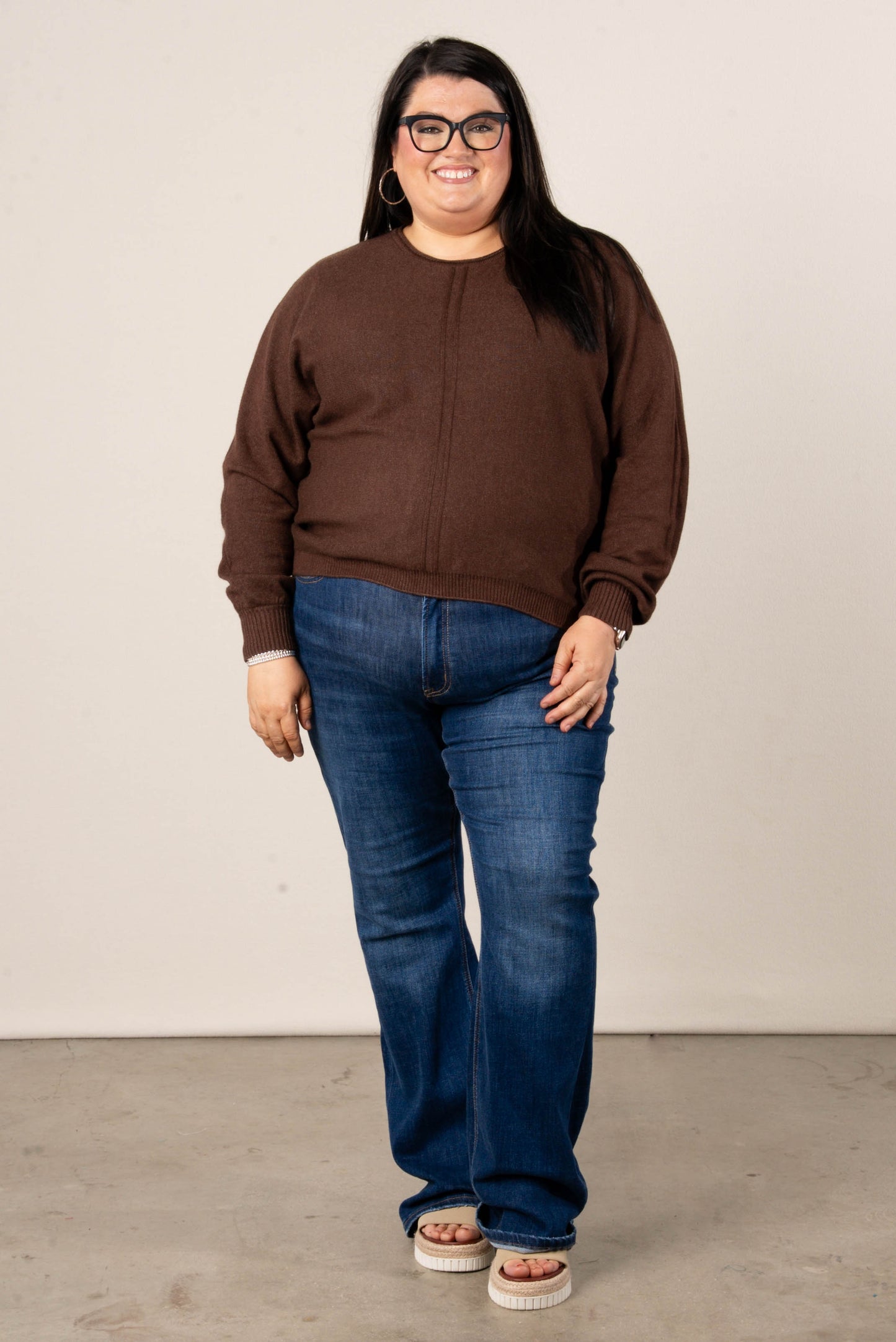 Naomi Front Seamed Hi-Lo Sweater